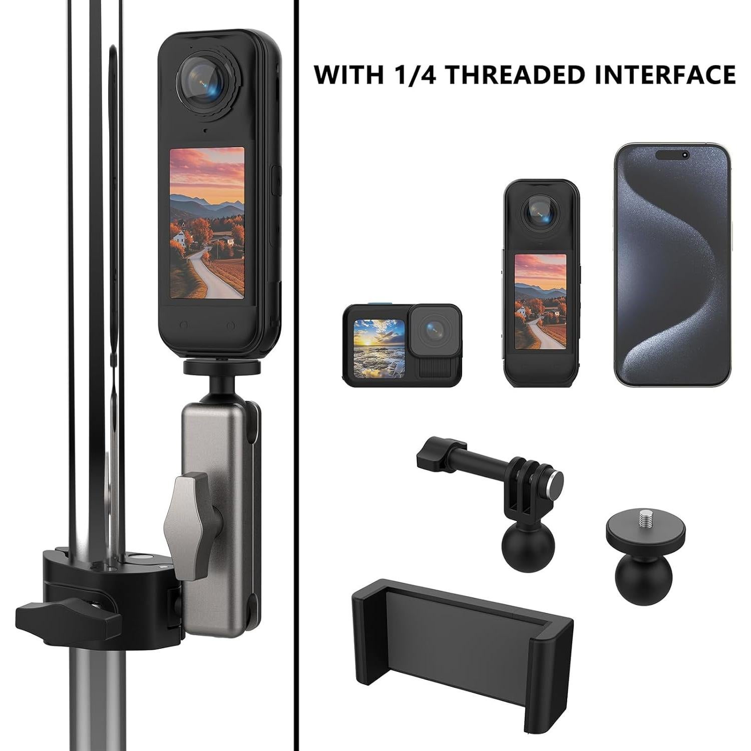 Soporte de cámara para motocicleta TLEVZKM A600 360° ajustable