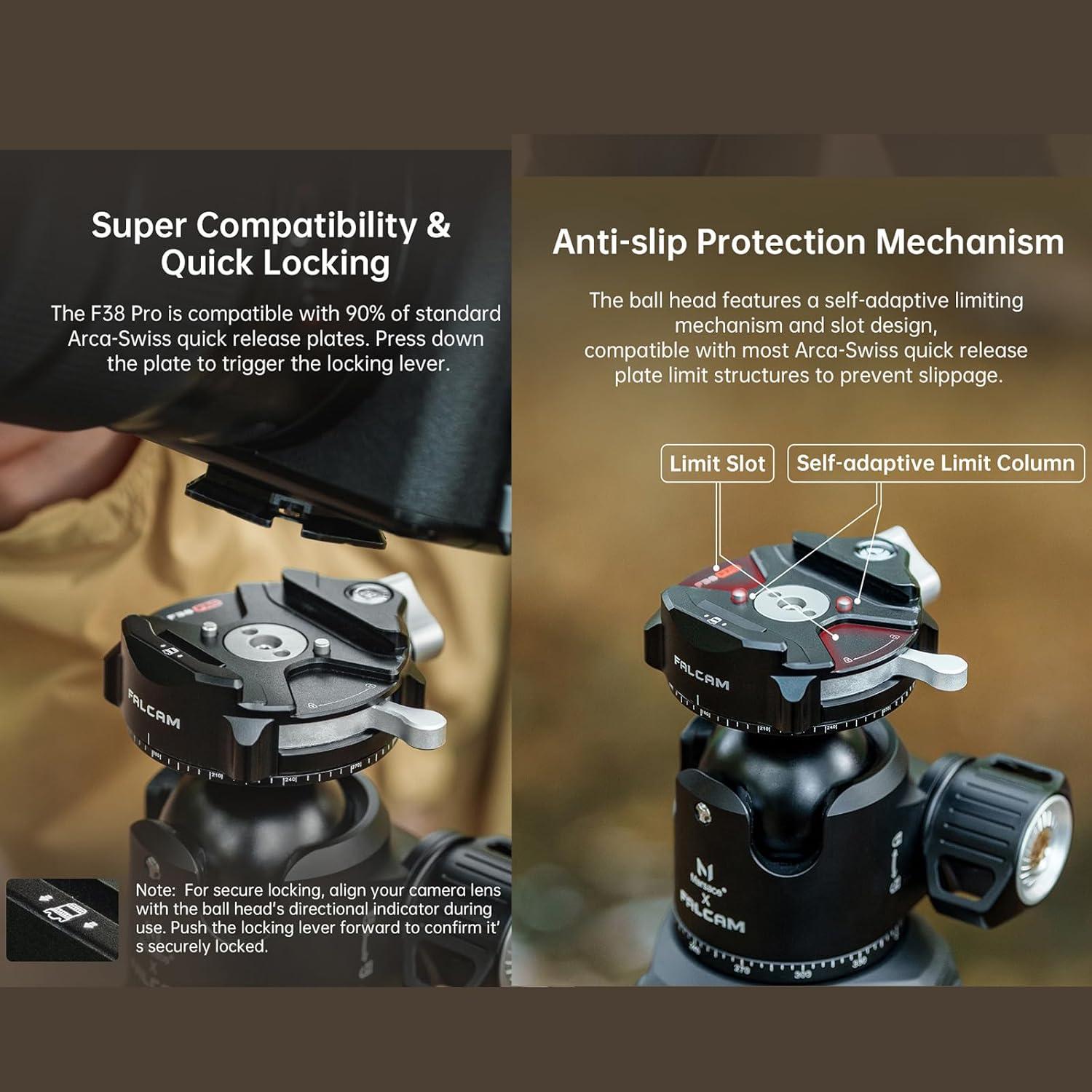 Cabezal de Trípode Falcam F38 Pro XB-3R, Doble Panorama 0.74 kg