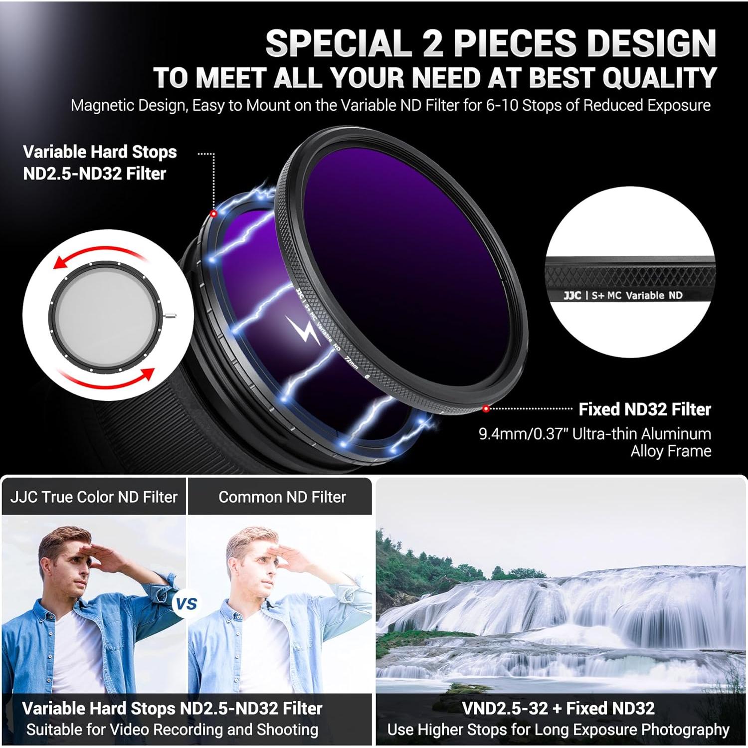 Filtro ND Variable JJC True Color 55mm ND2.5-1000 Sin Cambio de Color