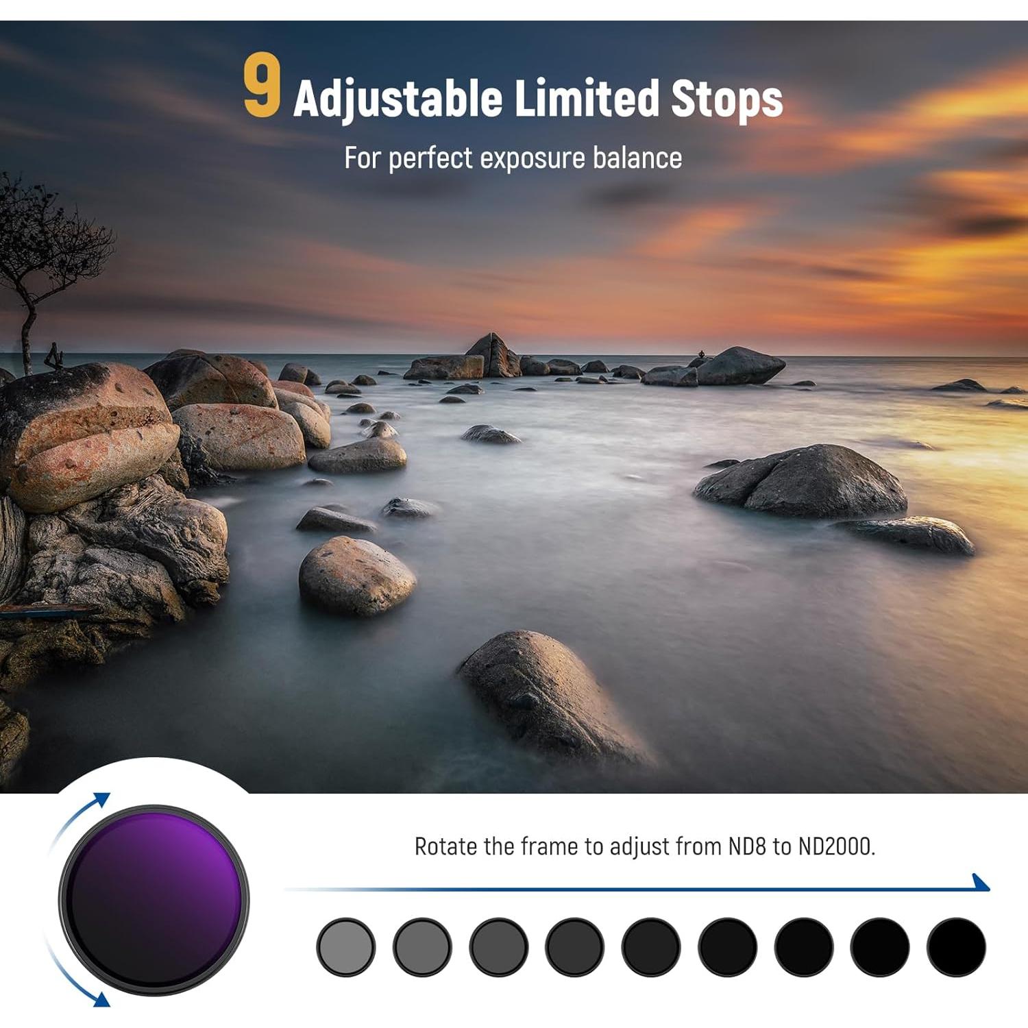 Filtro ND Variable NEEWER 77mm ND8-2000 para Cámaras DSLR