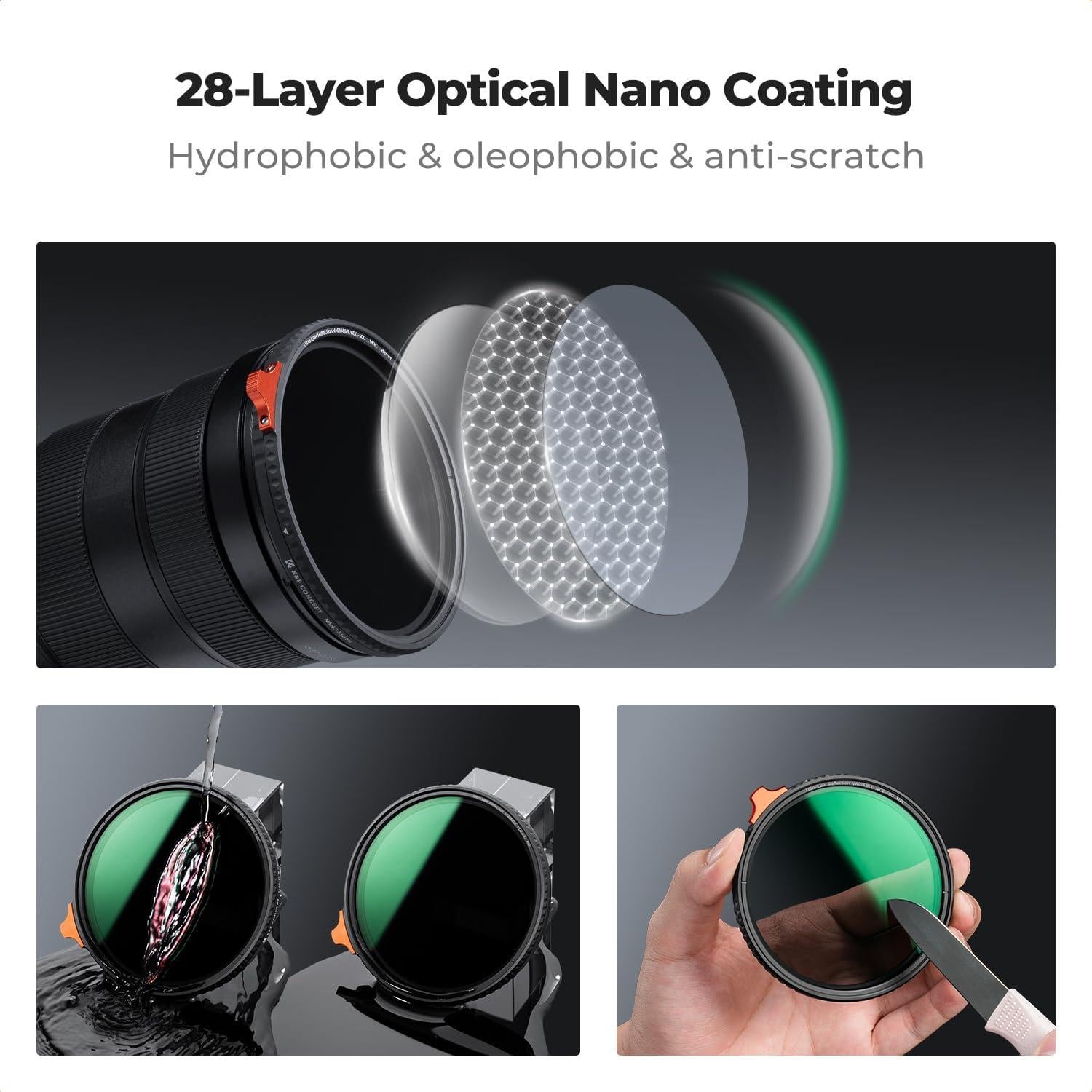 Filtro ND Variable K&F Concept 55mm Densidad Neutra Ajustable