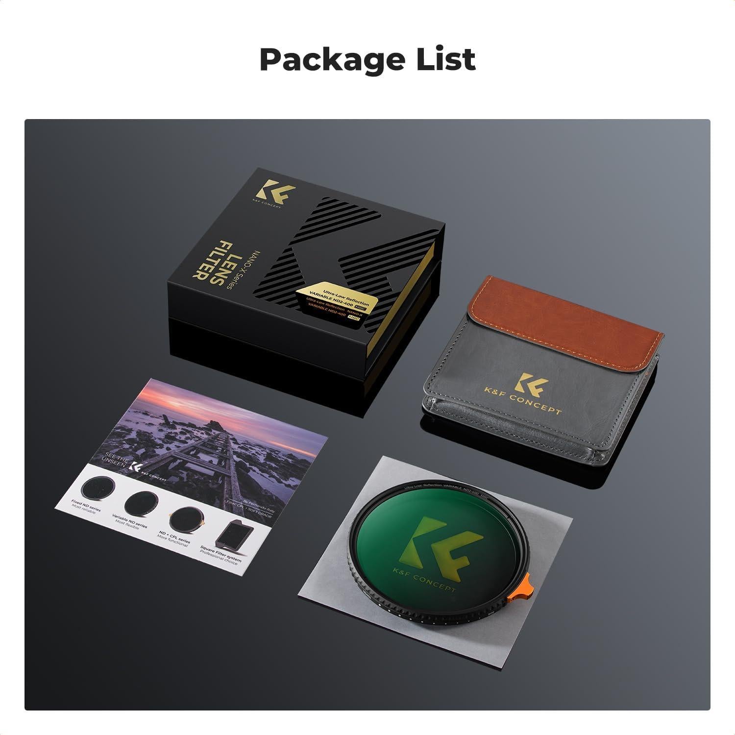 Filtro ND Variable K&F Concept 55mm Densidad Neutra Ajustable