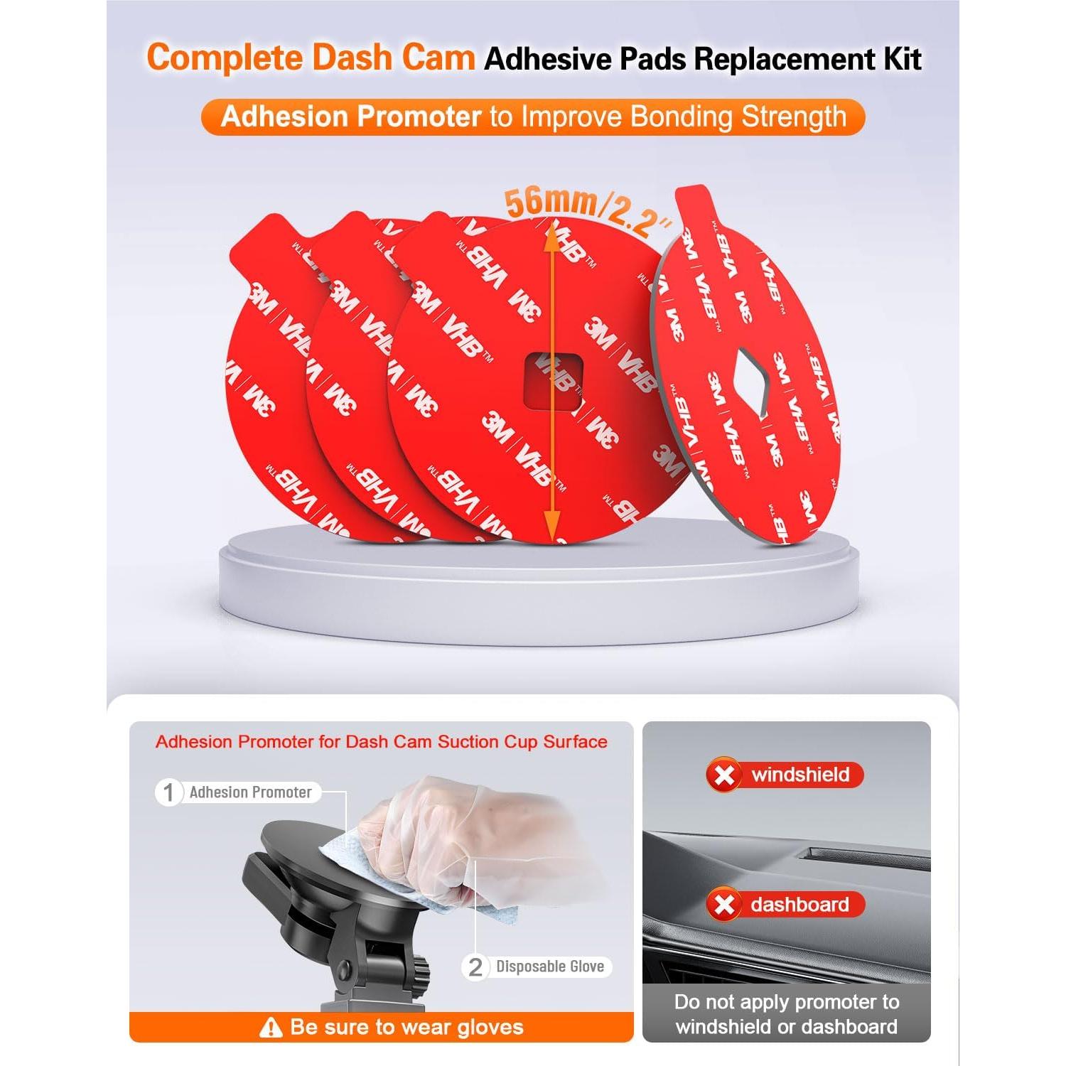 Almohadillas Adhesivas Doble Cara 3M pop-tech para Dash Cam - 4 Piezas