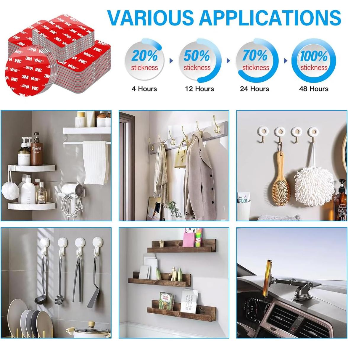 Almohadillas Adhesivas 3M VHB Doble Cara 8Pcs 7.2x3.6cm