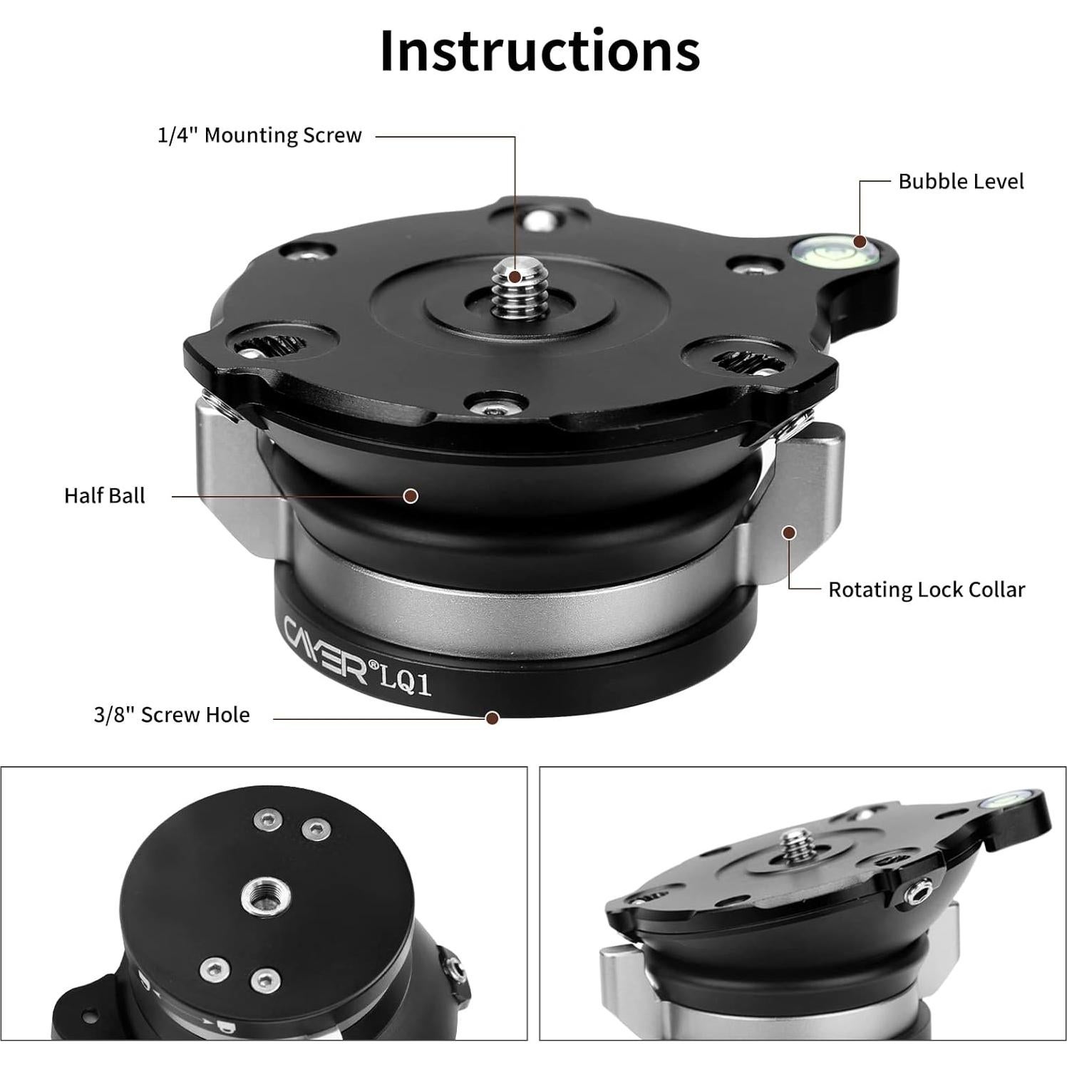 Cabezal de Nivelación de Trípode Cayer, Aluminio 55 mm, 6 kg