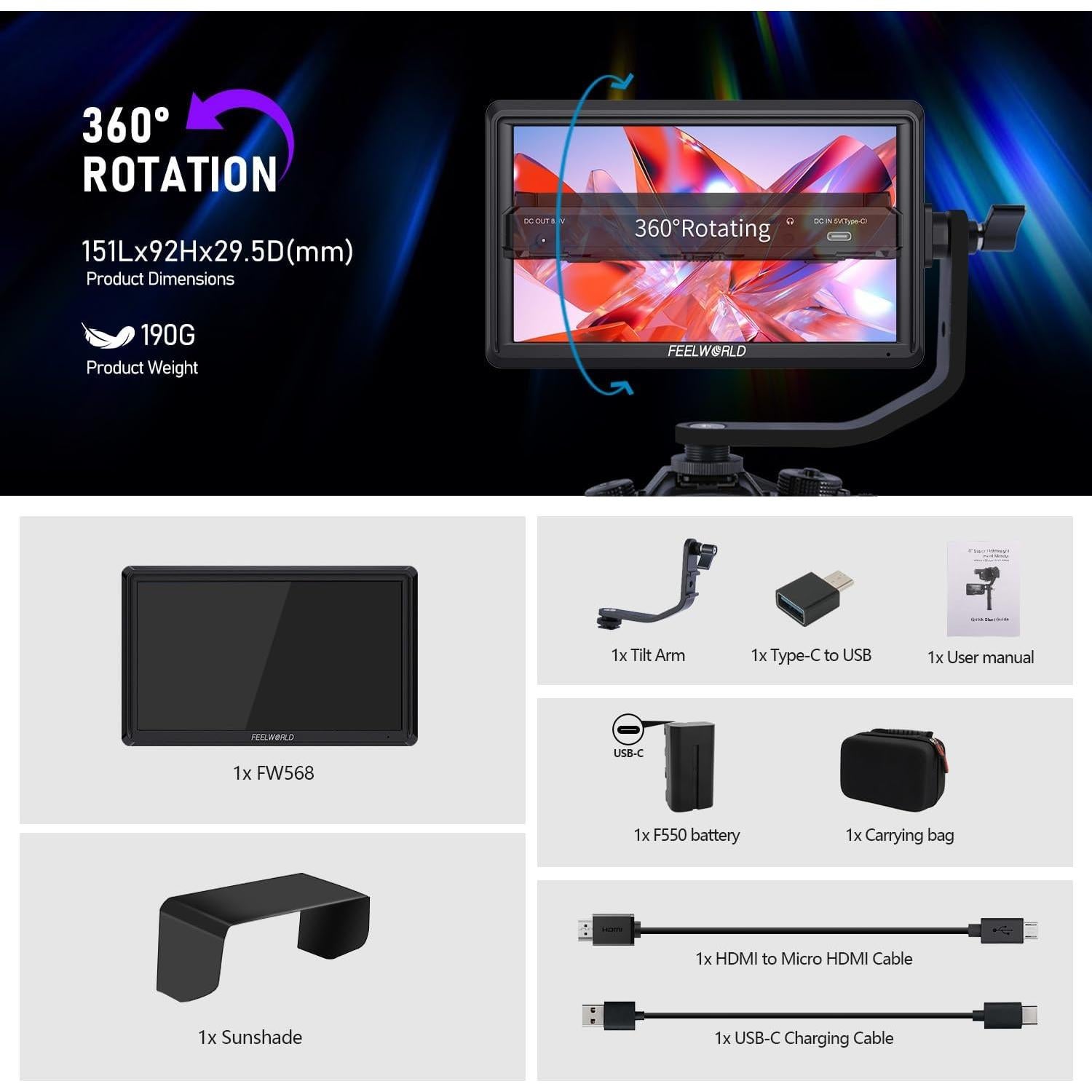 Monitor de Campo FEELWORLD FW568 V3 6" Full HD 1920x1080