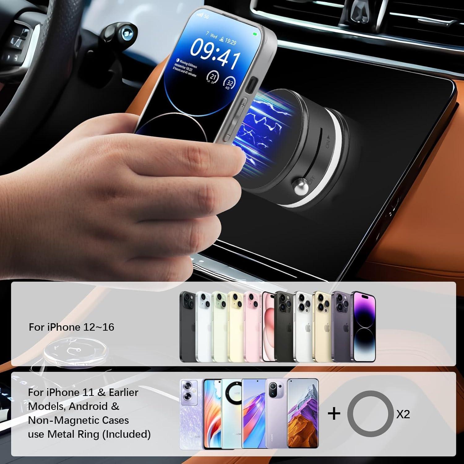 Soporte de Teléfono Magnético ULYVU con Ventosa 360° Negro