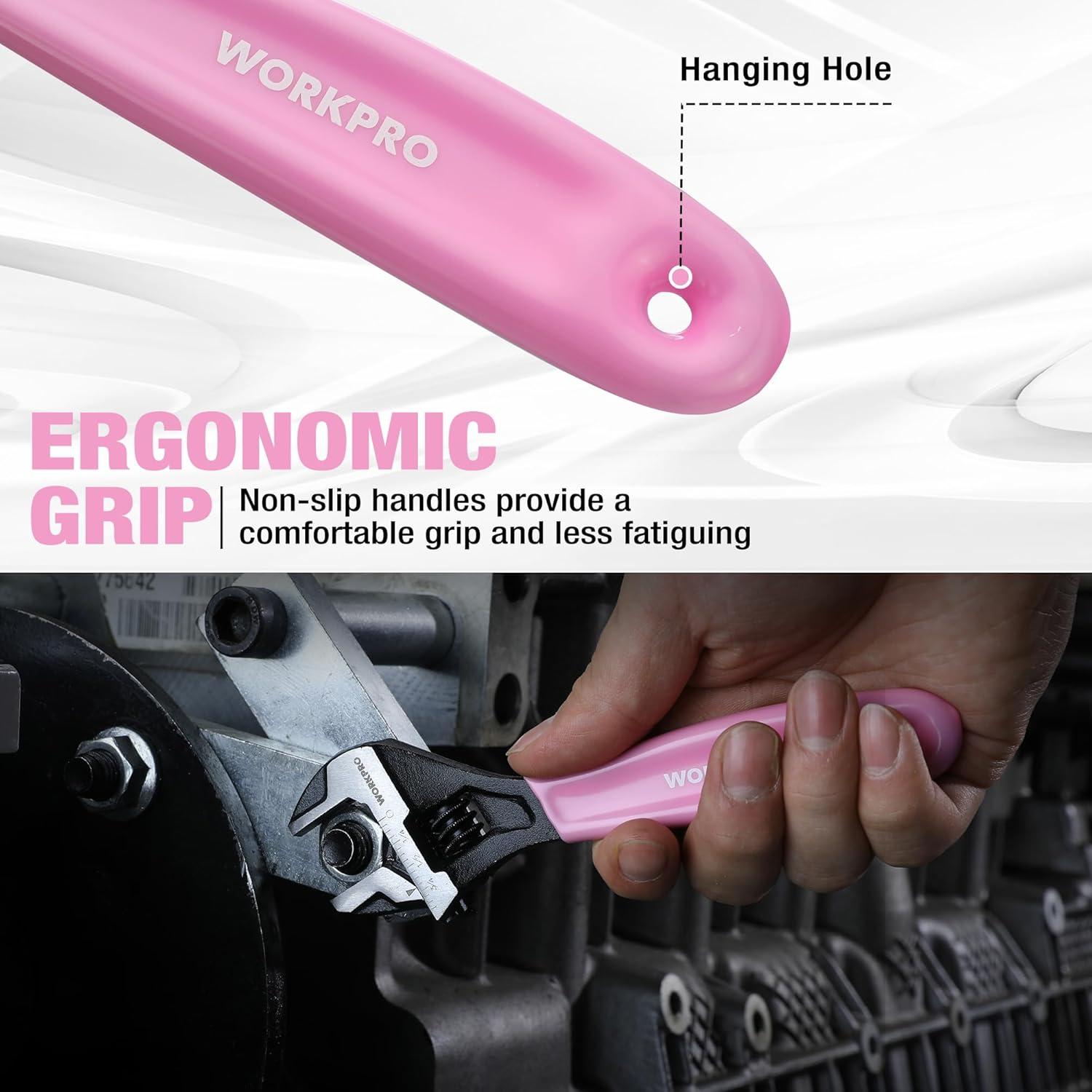Llave Inglesa Ajustable WORKPRO 15,24 cm Rosa Acero Cr-V