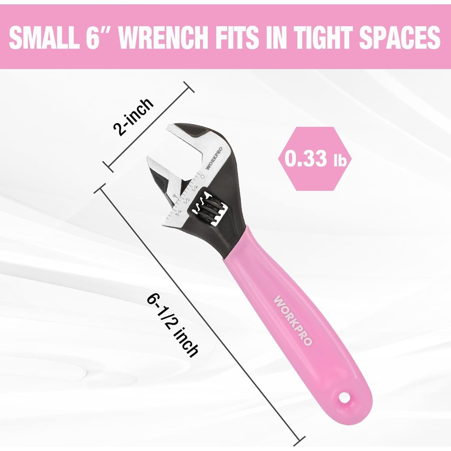 Llave Inglesa Ajustable WORKPRO 15,24 cm Rosa Acero Cr-V