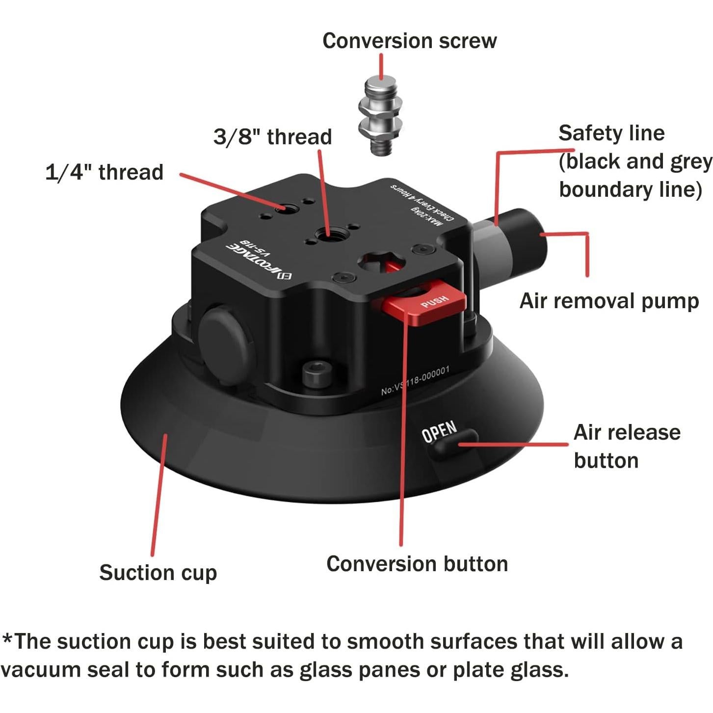 Soporte de Cámara IFOOTAGE VS-118 con Ventosa 20kg