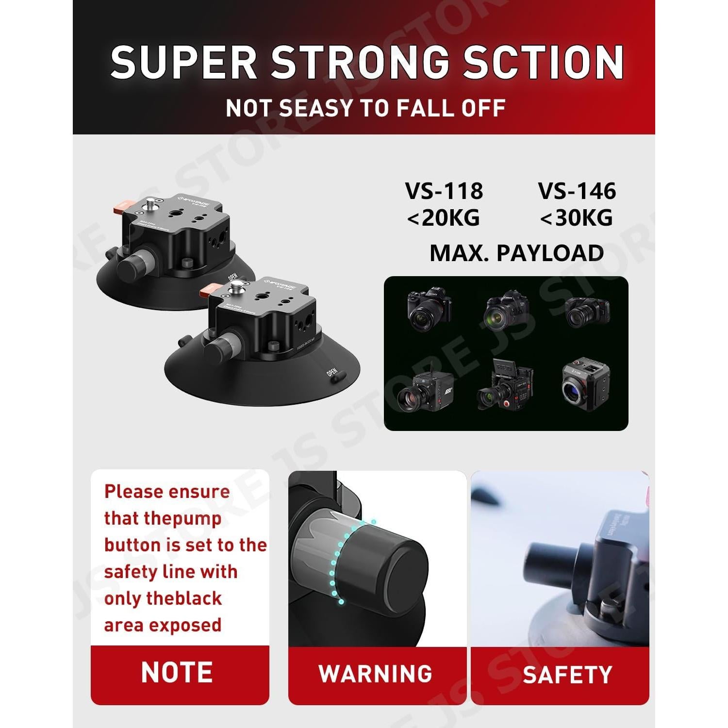 Soporte de Cámara IFOOTAGE VS-118 con Ventosa 20kg