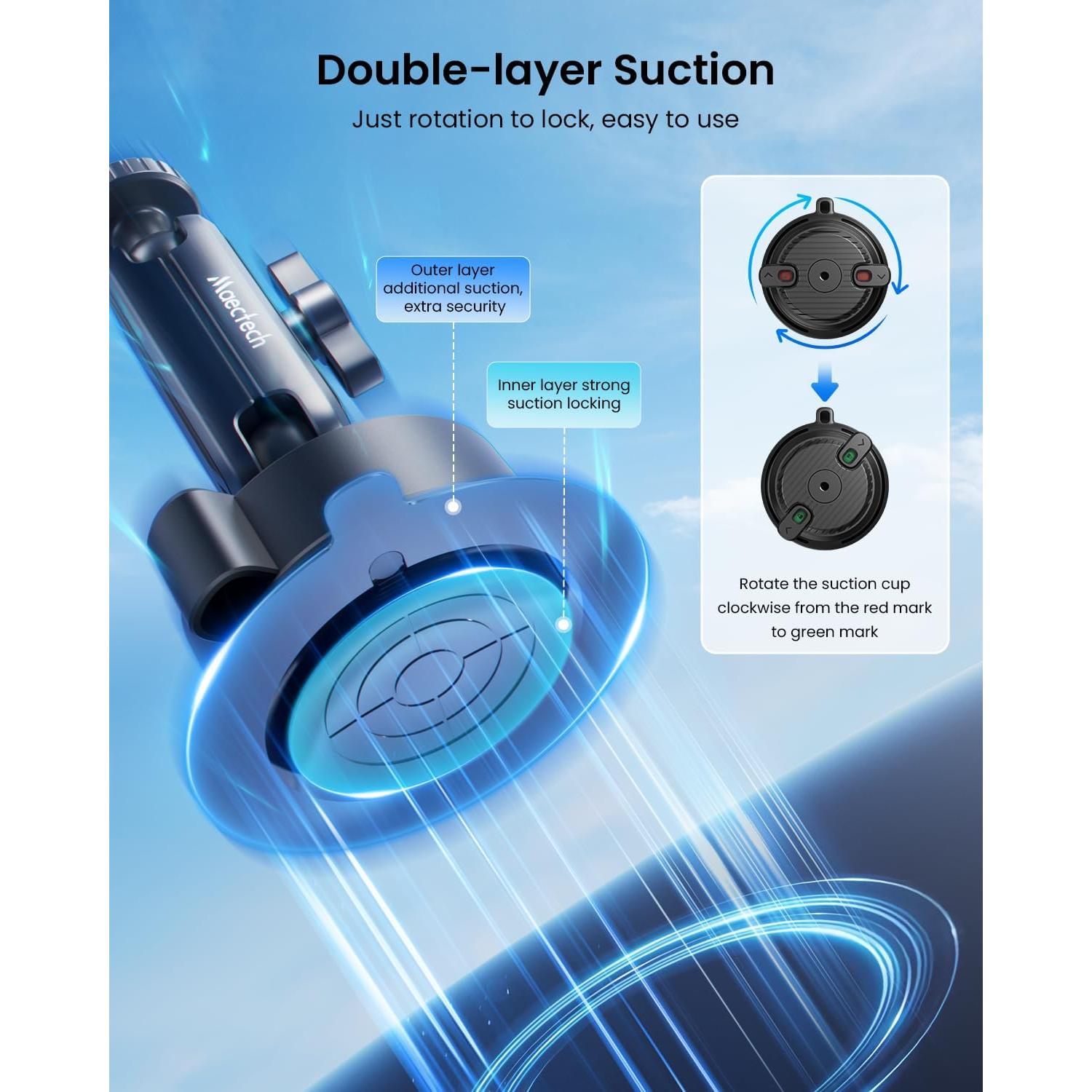 Soporte de Ventosa Maectech para Coche y Teléfono 8.3cm