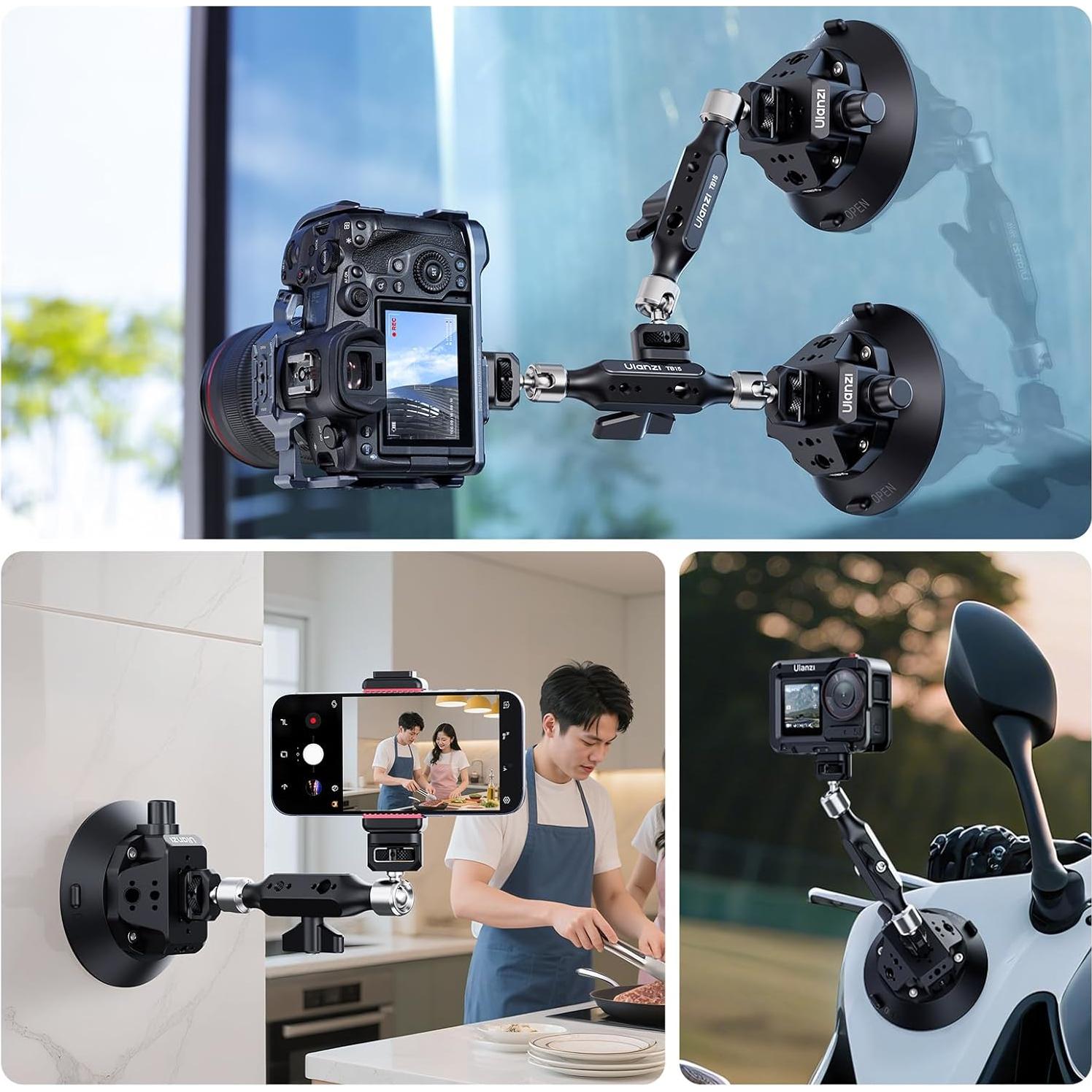 Soporte de Ventosa ULANZI TB15 para Cámara y Teléfono 300g