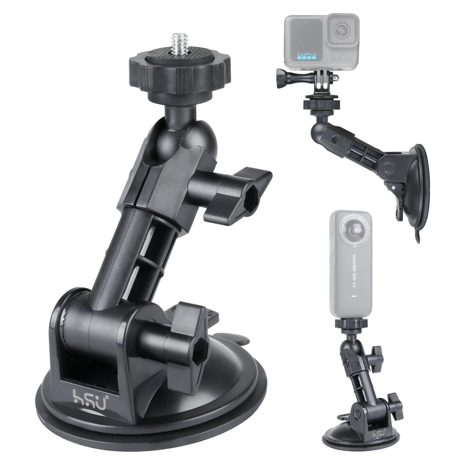 Soporte de Ventosa HSU para Coche y Cámara de Acción - Negro