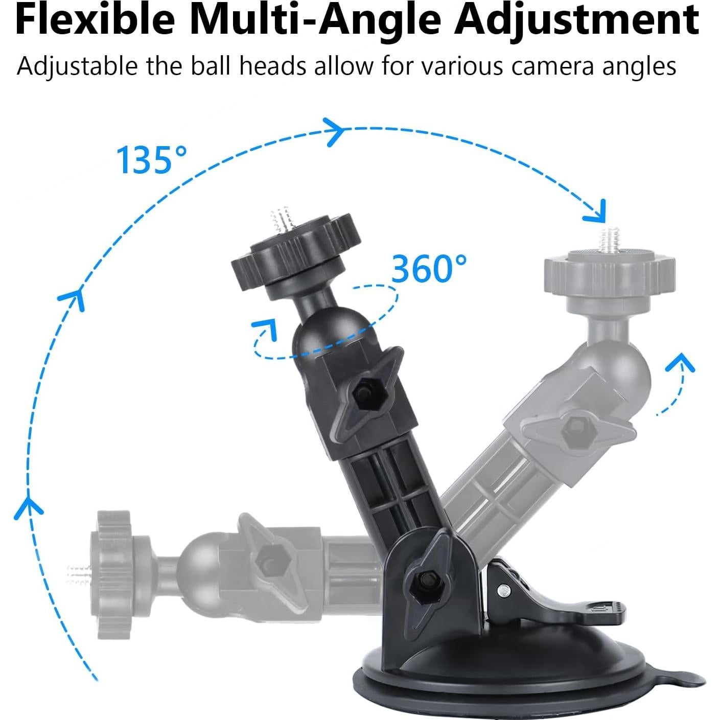 Soporte de Ventosa HSU para Coche y Cámara de Acción - Negro