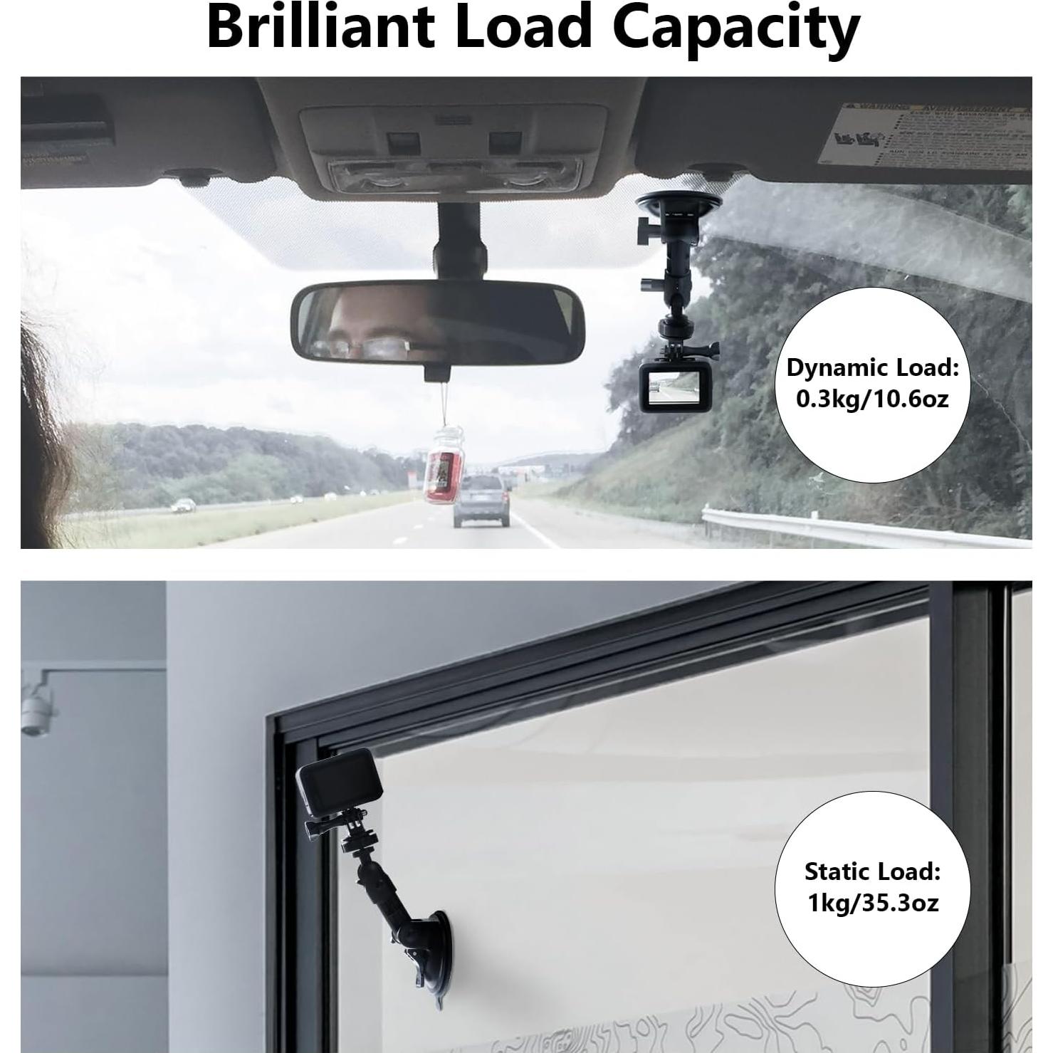 Soporte de Ventosa HSU para Coche y Cámara de Acción - Negro