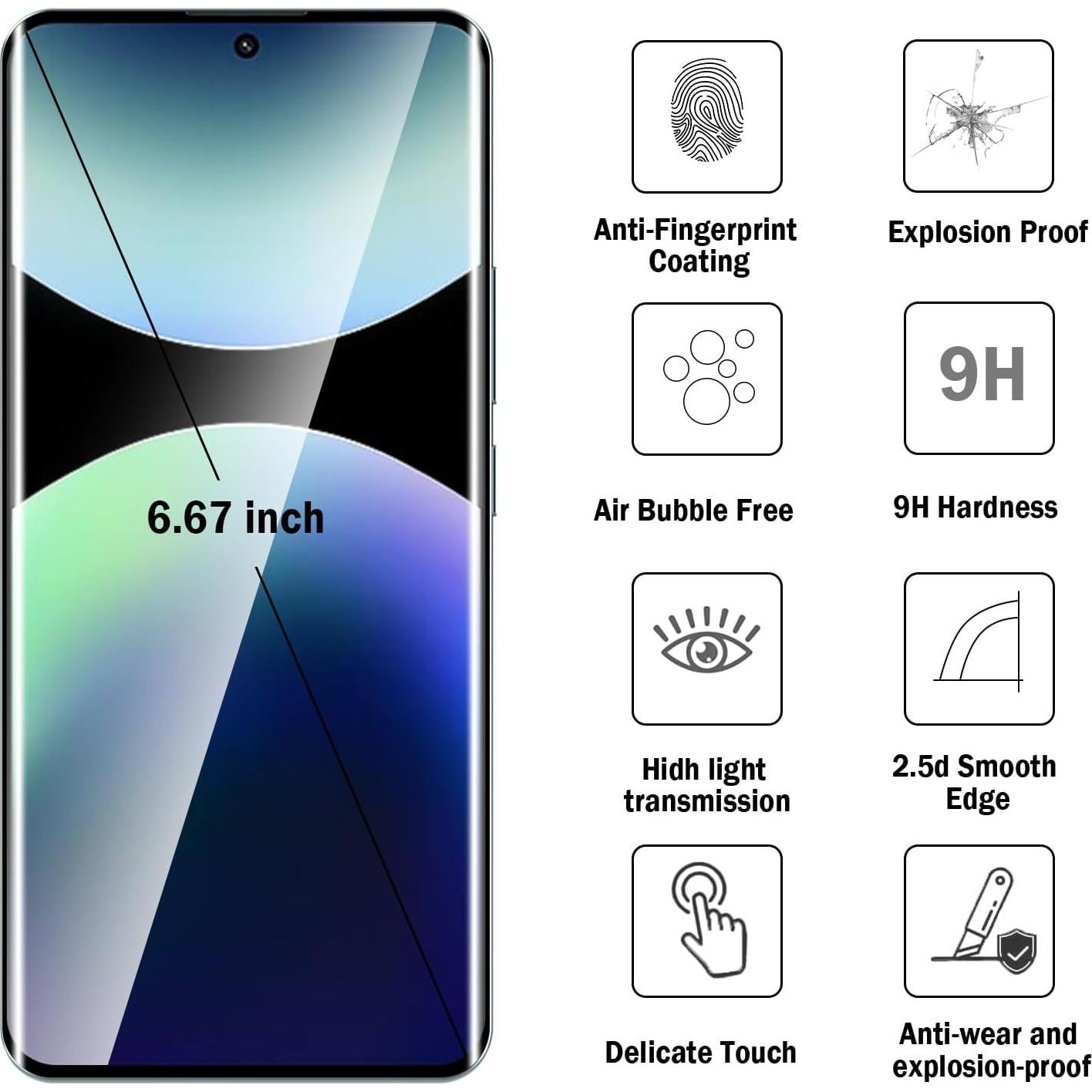 Protector de Pantalla 3D Natbok para Redmi Note 14 Pro+ 5G
