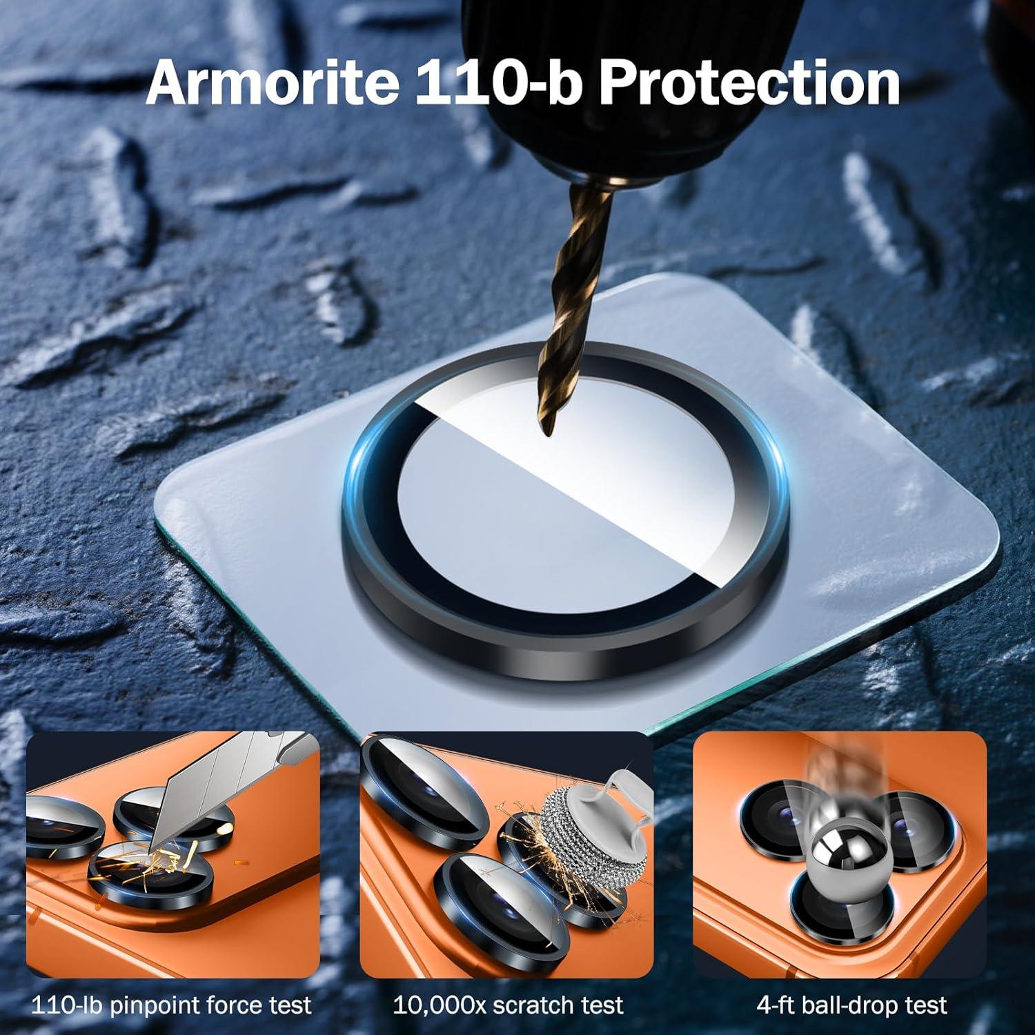 Paquete de 2 Protectores de Cristal Templado para Lentes iPhone 17 Pro Max - Negro