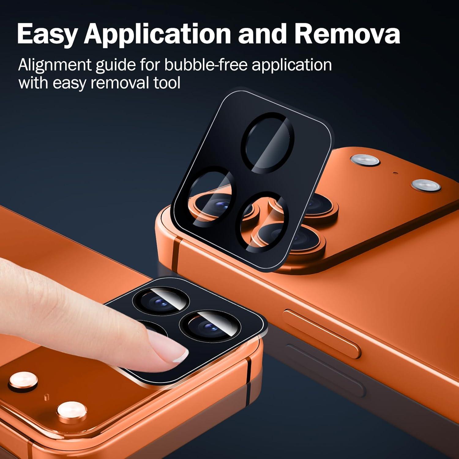 Paquete de 2 Protectores de Cristal Templado para Lentes iPhone 17 Pro Max - Negro