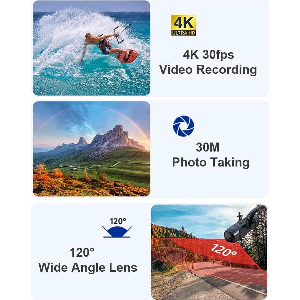 Cámara de Video Portátil 4K Camnoon con WiFi y Lente 120°