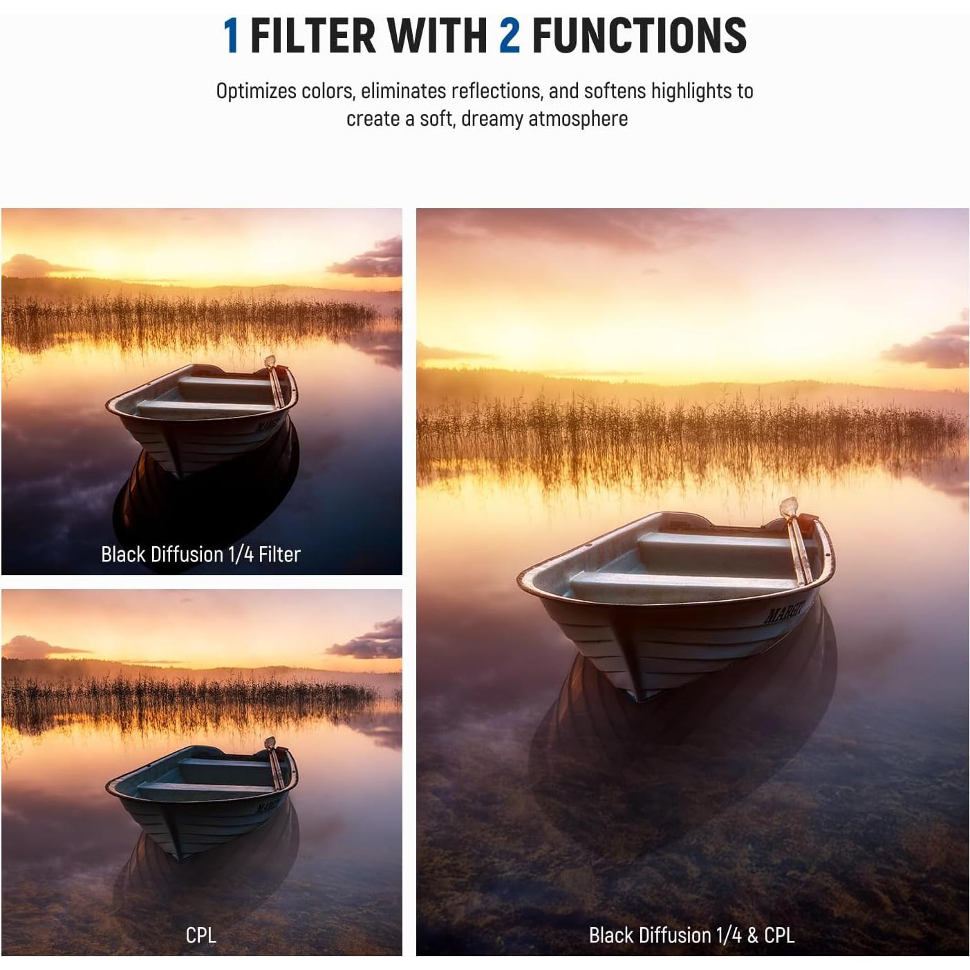 Filtro Polarizador Circular NEEWER 77mm + Difusión Negra 1/4