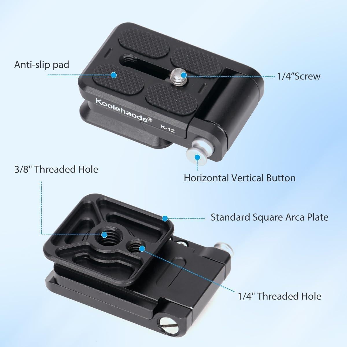 Placa de Liberación Rápida Plegable Koolehaoda K-12 para Cámara DSLR