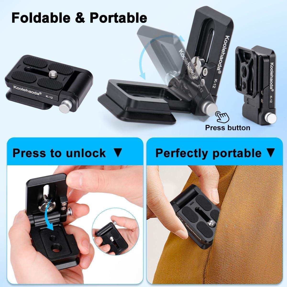 Placa de Liberación Rápida Plegable Koolehaoda K-12 para Cámara DSLR