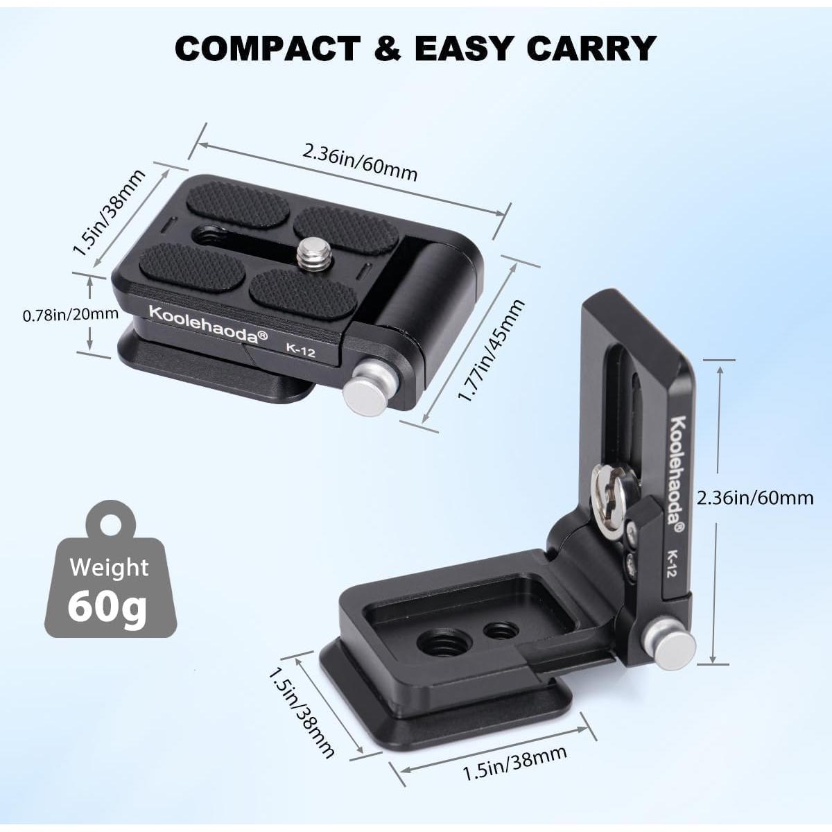 Placa de Liberación Rápida Plegable Koolehaoda K-12 para Cámara DSLR