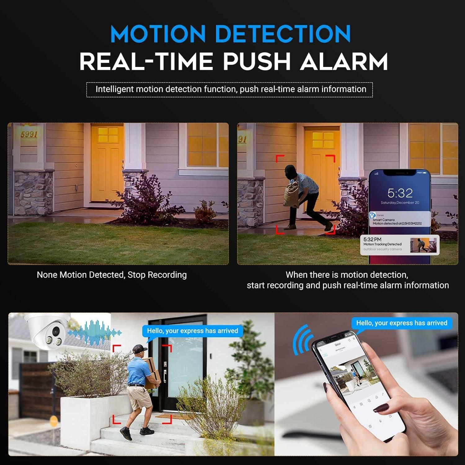 Cámara IP PoE VIKYLIN 8MP 4K Color Completo AI 30m Visión Nocturna
