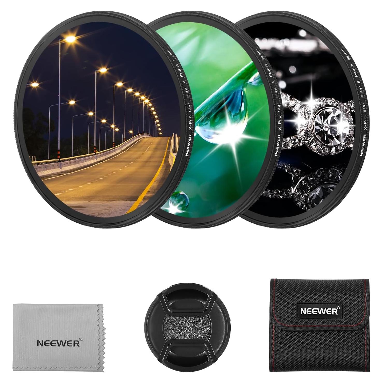 Filtro de Estrella NEEWER 58mm 4/6/8 Puntas HD Aluminio