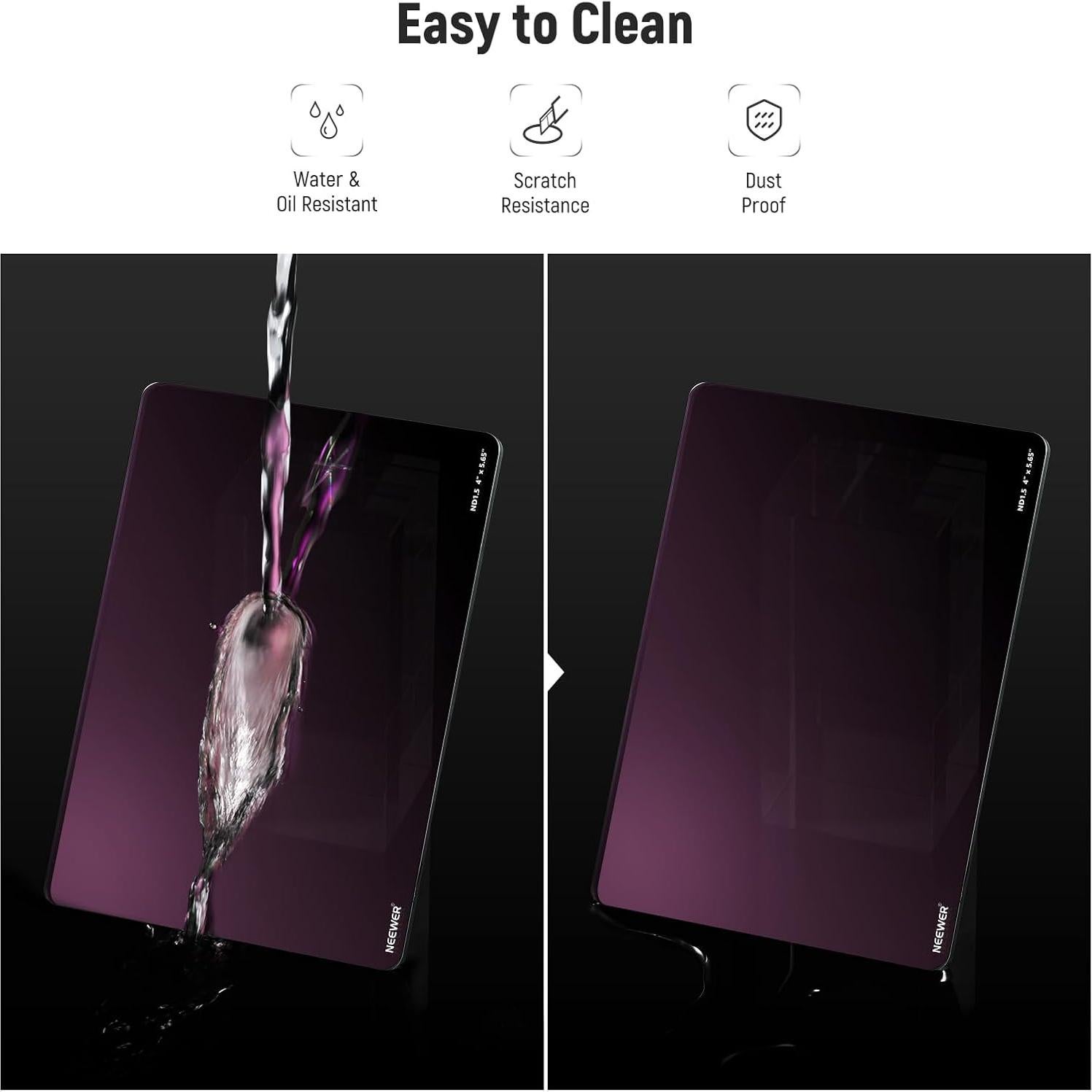 Filtro ND Cuadrado NEEWER ND1.5 4"x5.65" Doble Cara 30 Capas