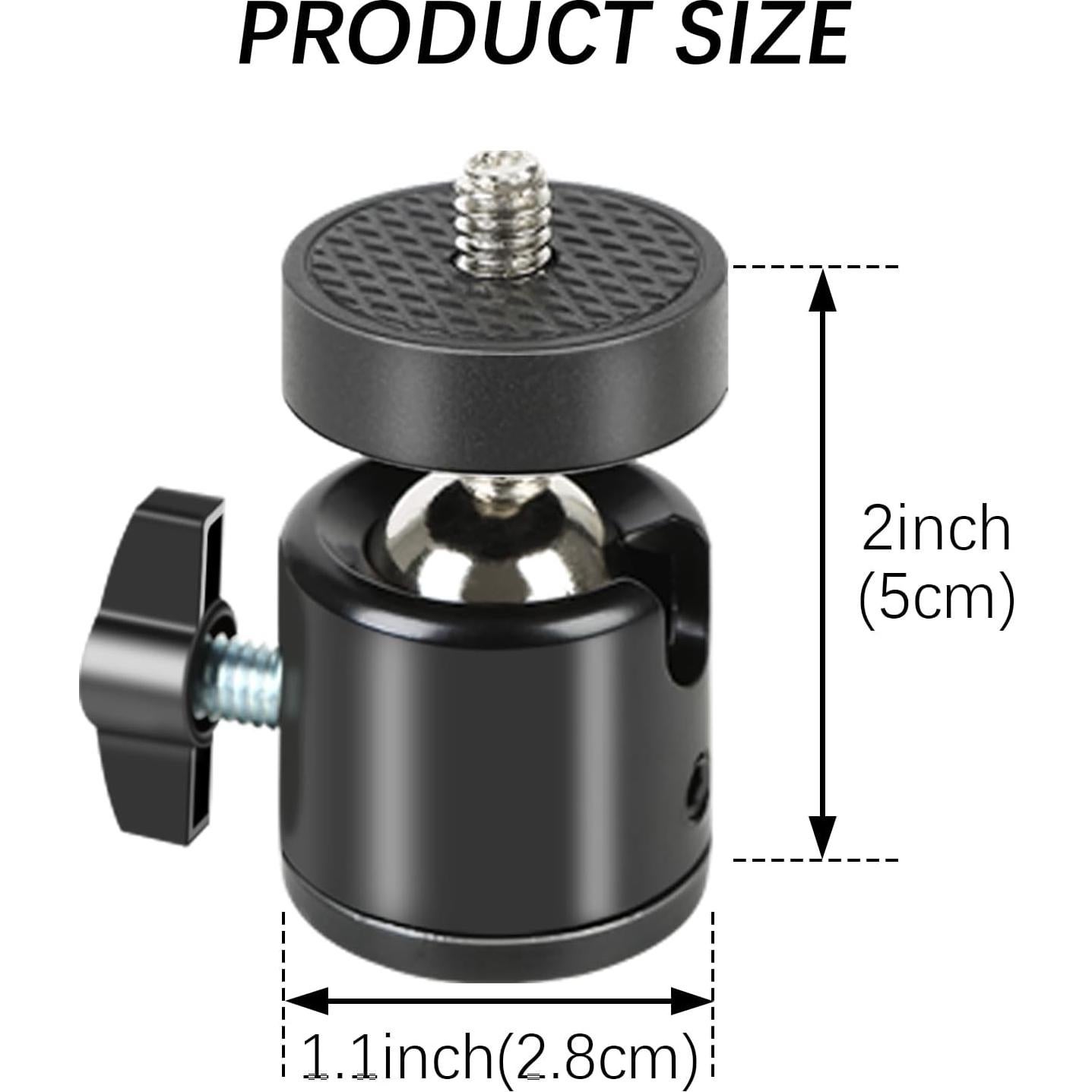 Cabezal de bola mini 1/4" Acuxiaza para trípode 360°