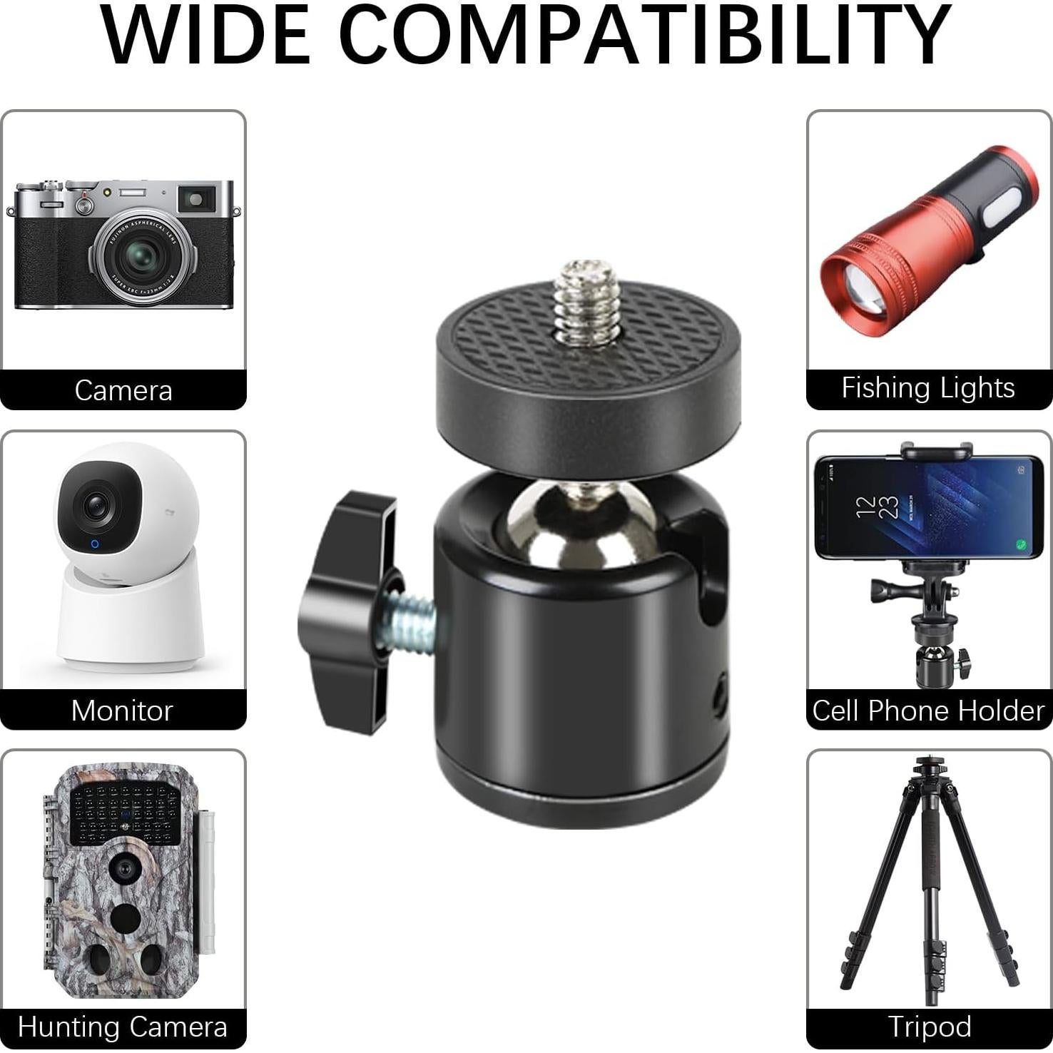 Cabezal de bola mini 1/4" Acuxiaza para trípode 360°