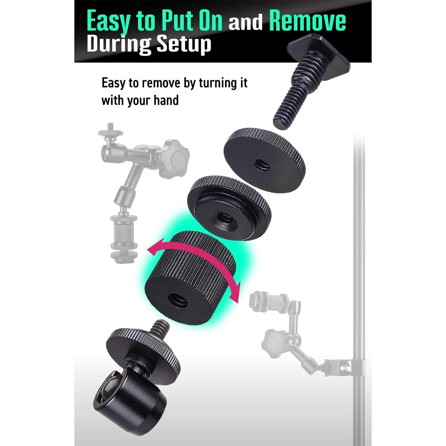 Adaptador de Rosca de Trípode ETLIFE 1/4 F a 1/4 F - 2 Piezas