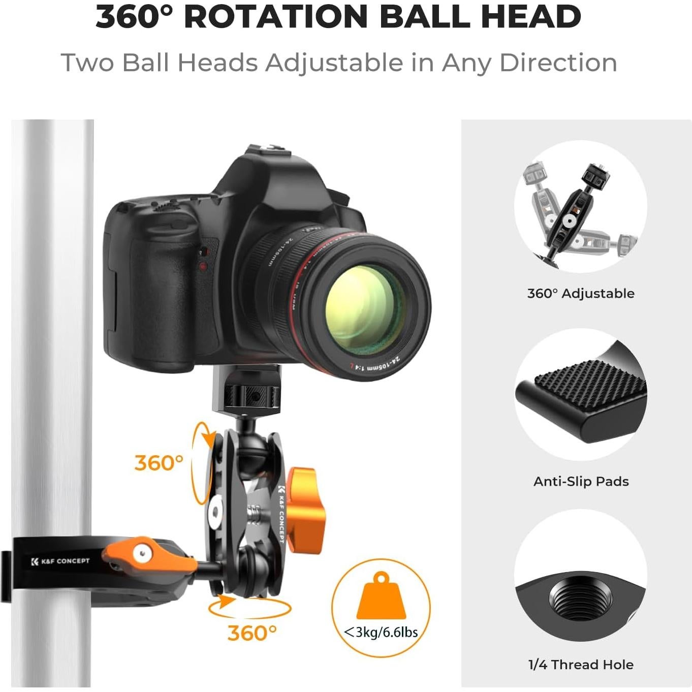 Brazo Mágico K&F Concept 25cm con Super Abrazadera 360°