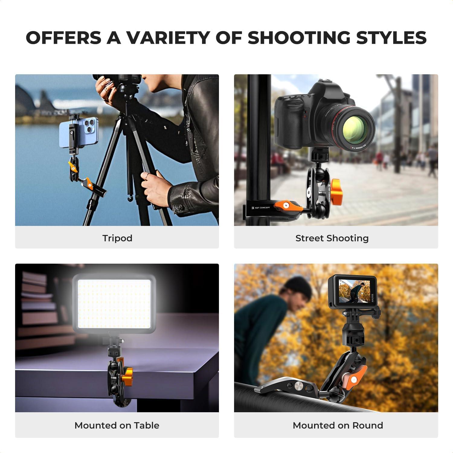 Brazo Mágico K&F Concept 25cm con Super Abrazadera 360°