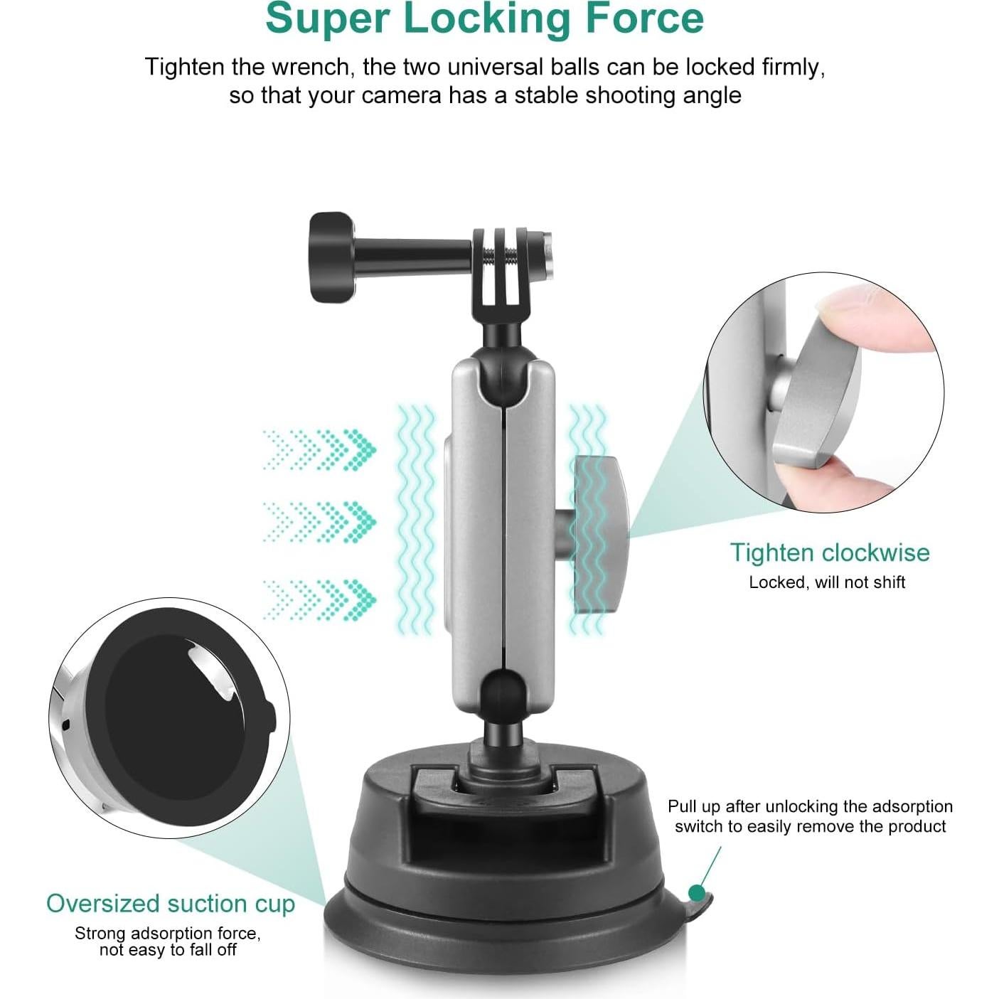 Soporte de Ventosa PULUZ para Cámara y Teléfono Ajustable 360°