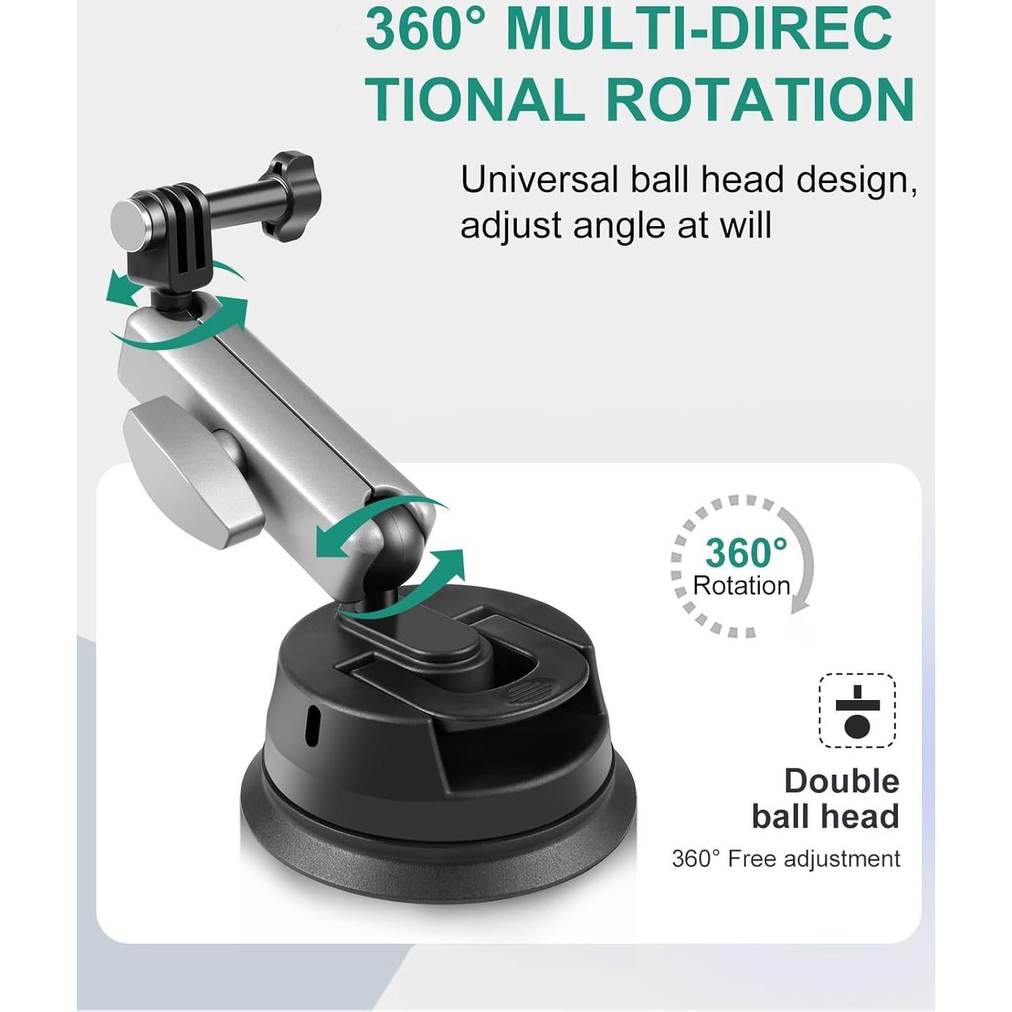 Soporte de Ventosa PULUZ para Cámara y Teléfono Ajustable 360°