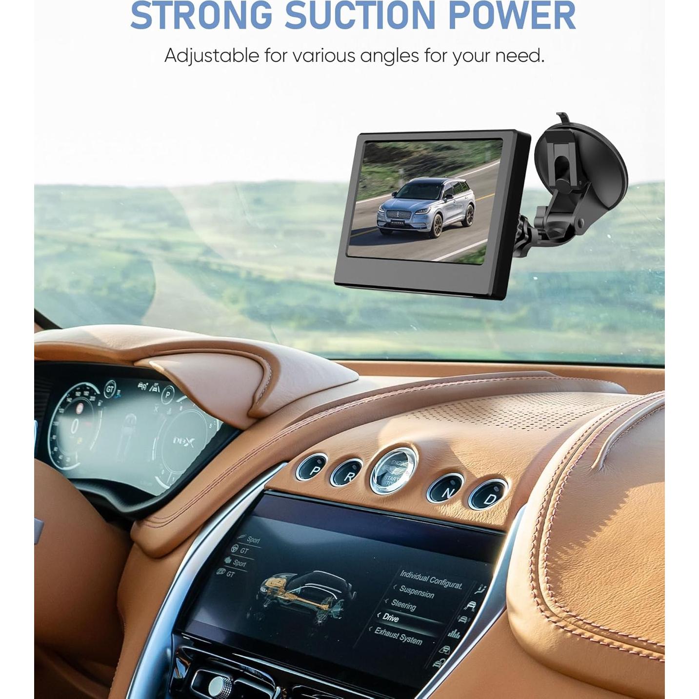 Soporte de Monitor de Cámara de Respaldo Pixelman 7" Doble Ventosa