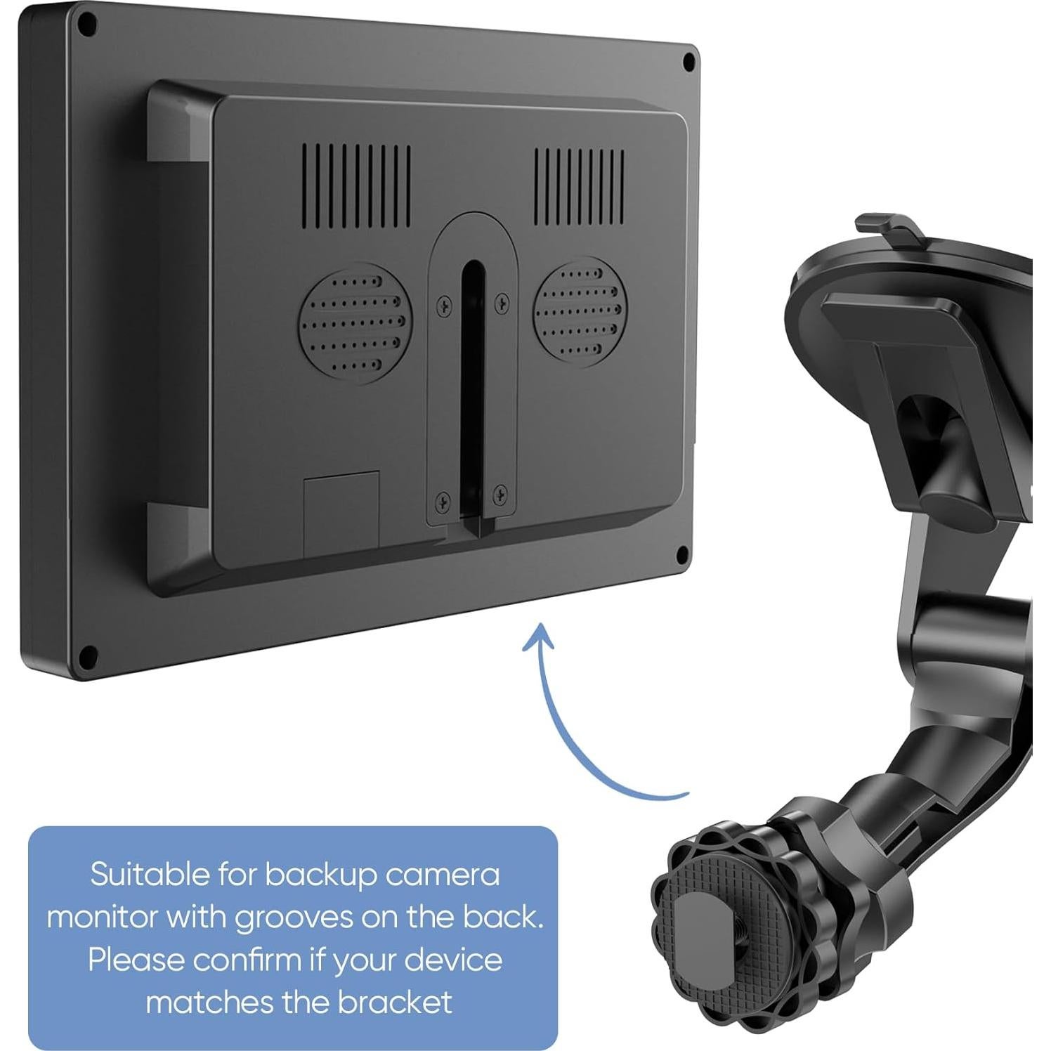 Soporte de Monitor de Cámara de Respaldo Pixelman 7" Doble Ventosa