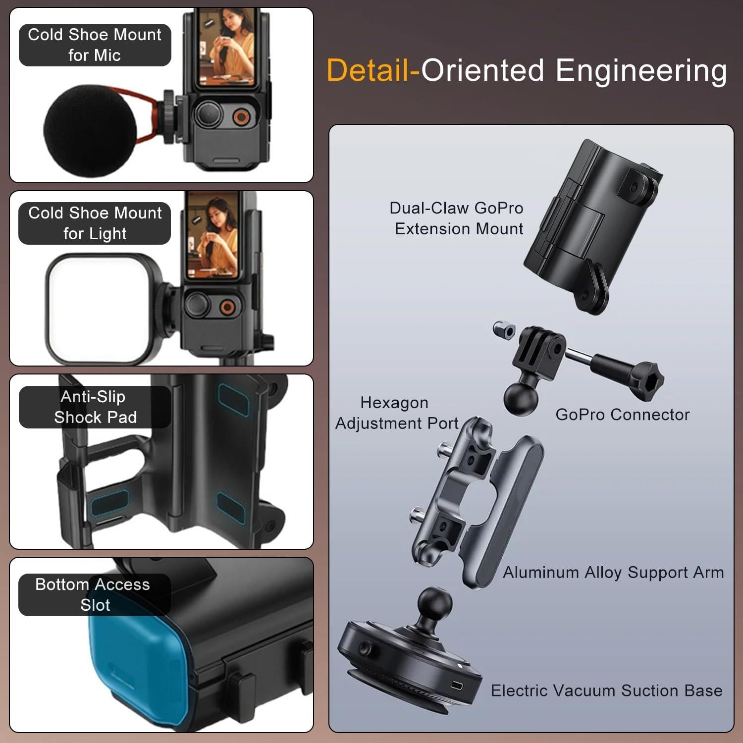 Soporte de Ventosa Eléctrico Jkoailiwi para DJI Osmo Pocket 3