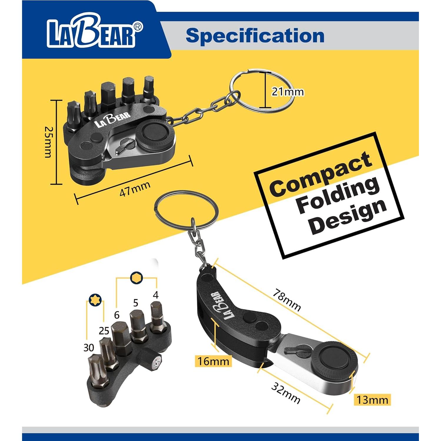 Juego de Llaves de Carraca Mini LABEAR 6 Piezas Rojo