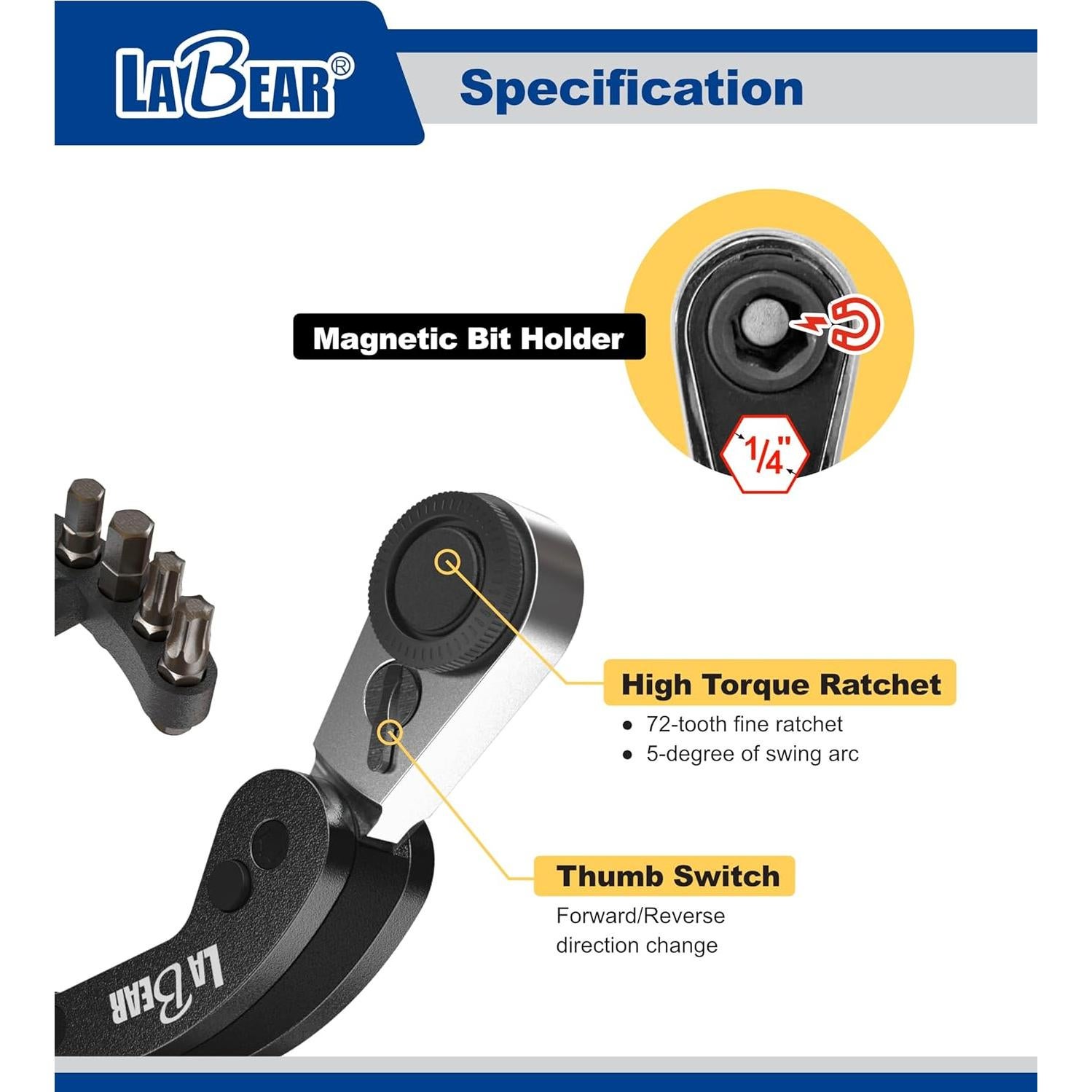 Juego de Llaves de Carraca Mini LABEAR 6 Piezas Rojo