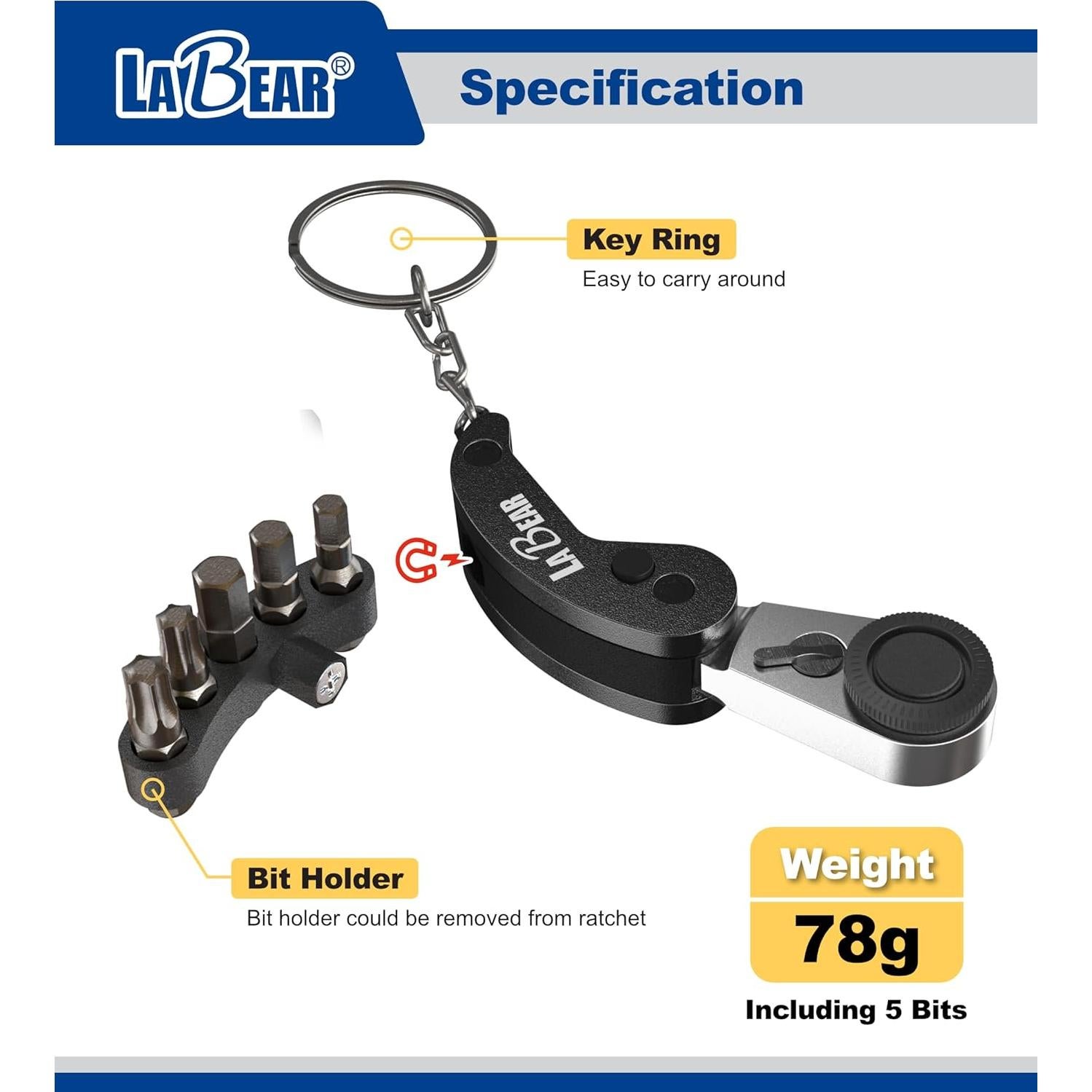 Juego de Llaves de Carraca Mini LABEAR 6 Piezas Rojo