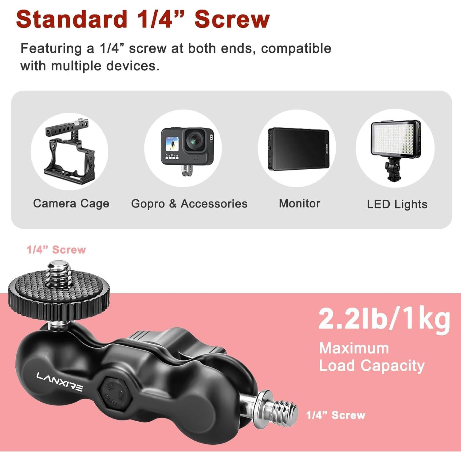 Mini Brazo Mágico Lanxire con Cabeza de Doble Bola 2kg