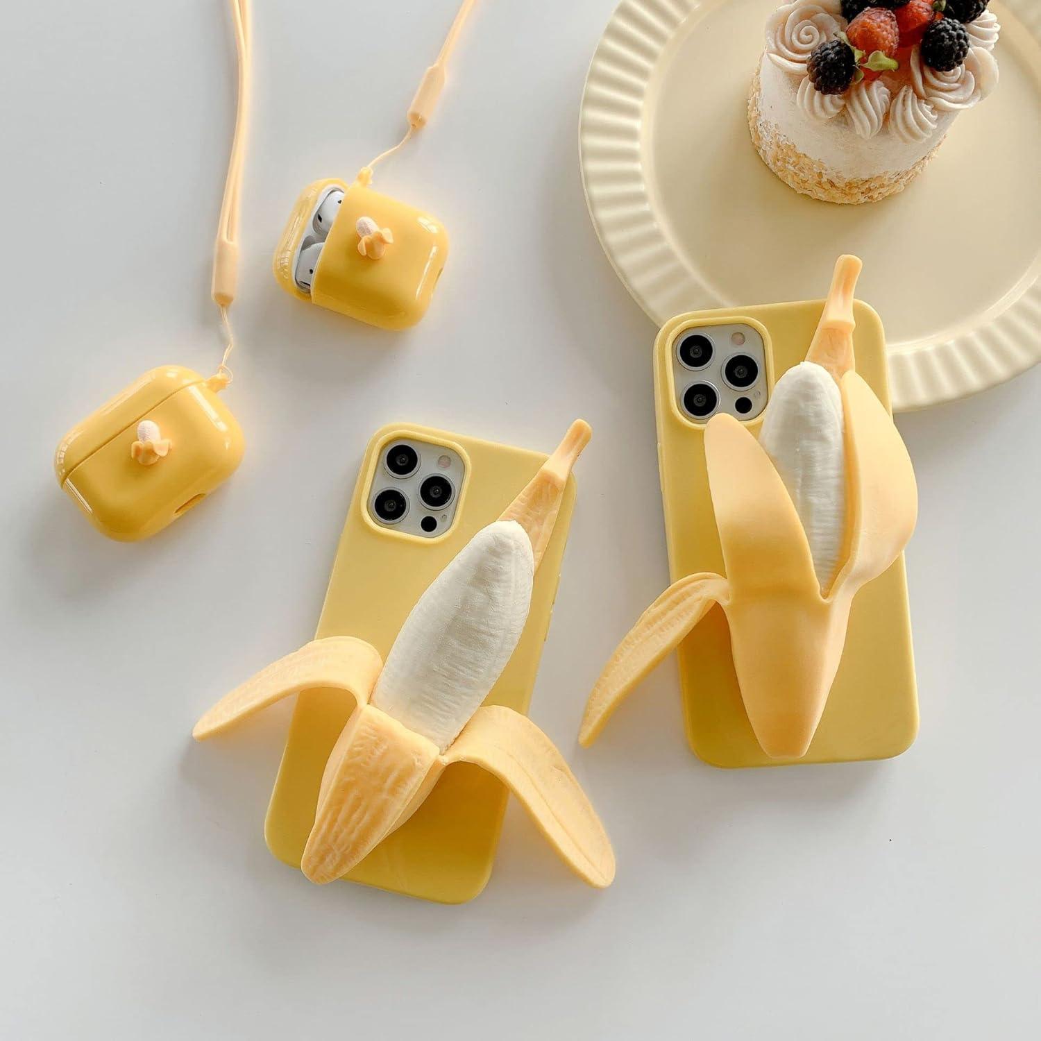 Funda Silicona Kawaii para iPhone 16 Pro Max - Banana A