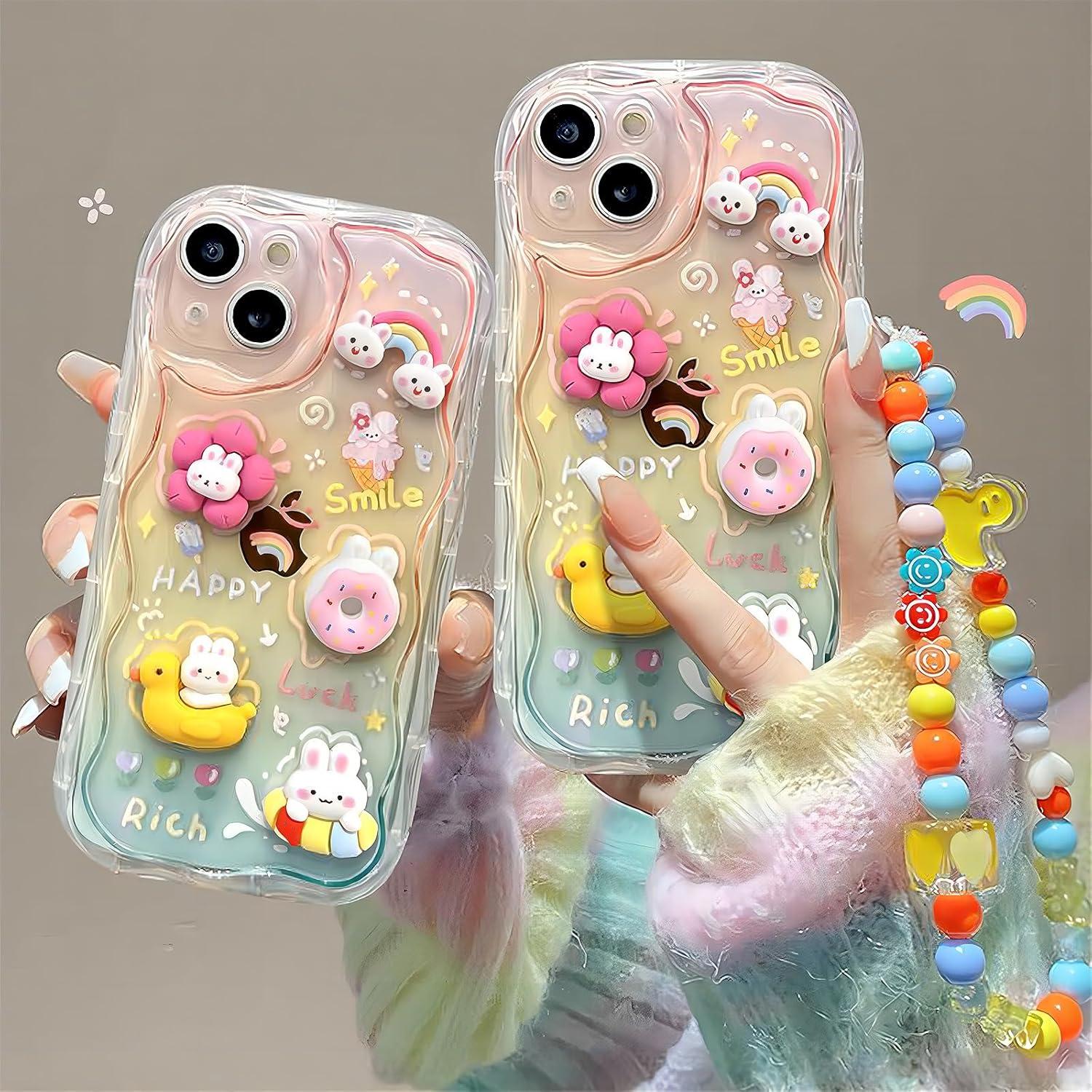 Funda UMICASE para iPhone 16 Plus, Silicona 3D Conejo Multicolor