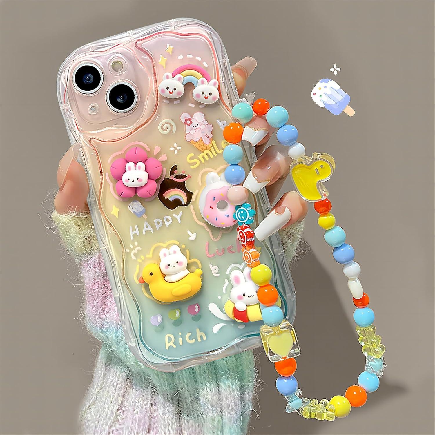 Funda UMICASE para iPhone 16 Plus, Silicona 3D Conejo Multicolor