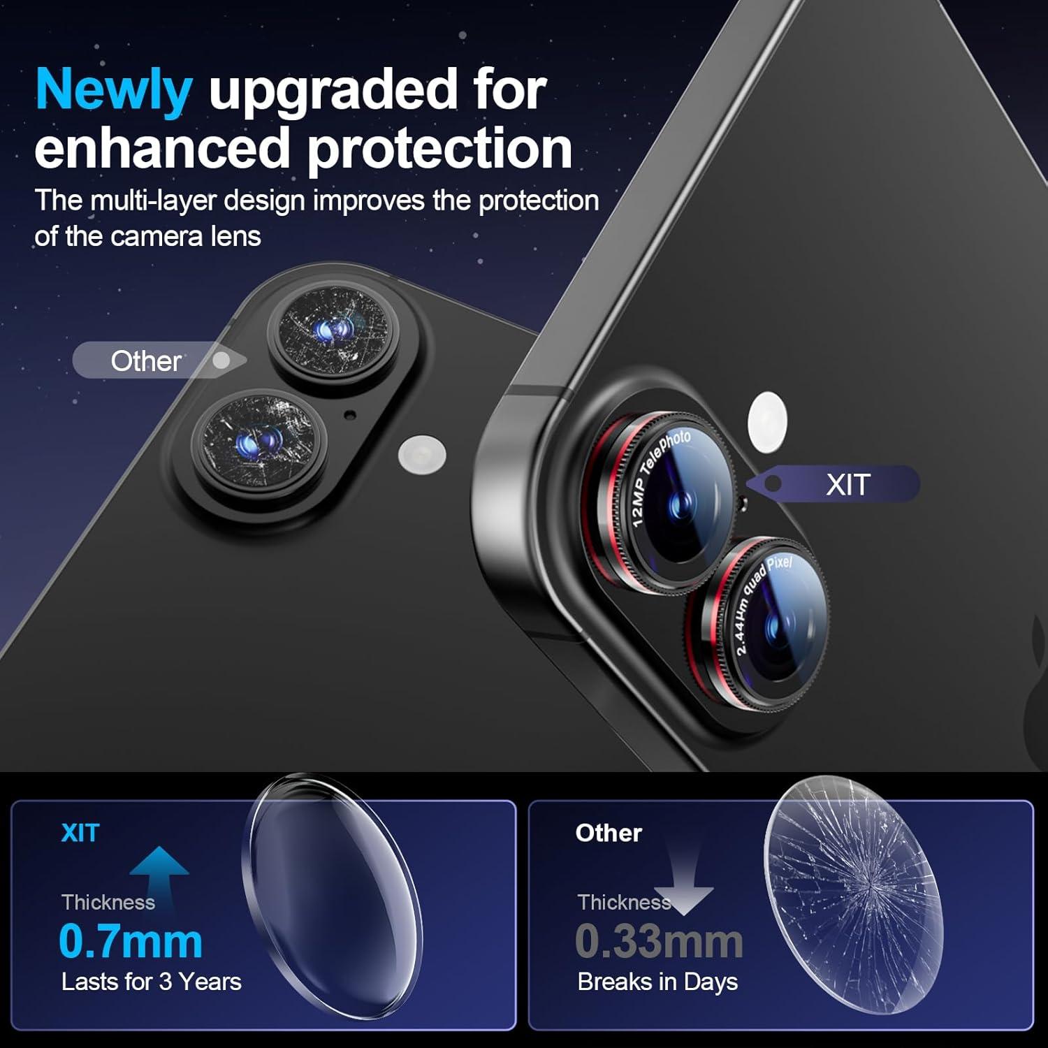 Protector de Lente de Cámara X-it para iPhone 16/16 Plus 2 Pcs