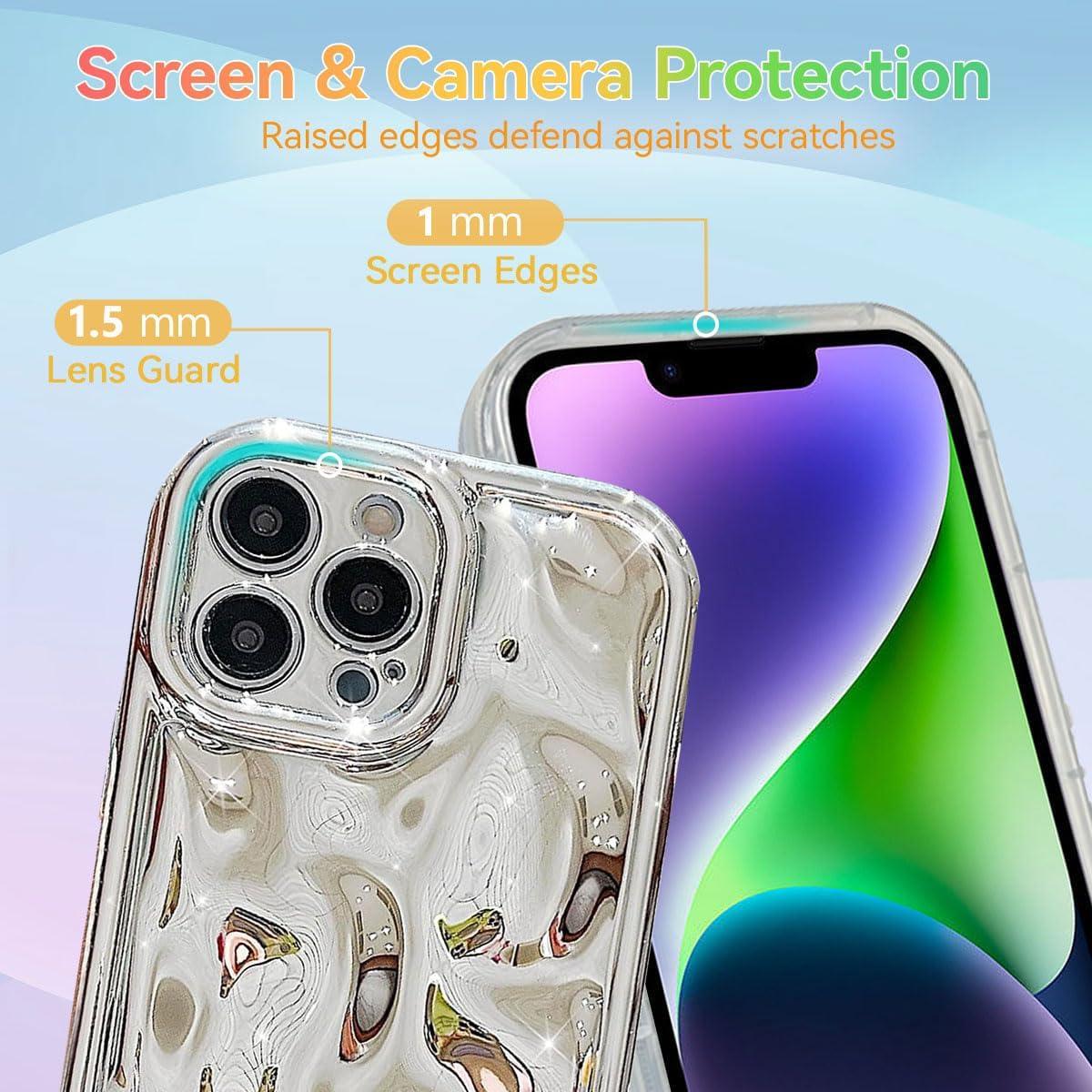 Funda EYZUTAK para iPhone 14 Pro Max - Silicona Plata 3D